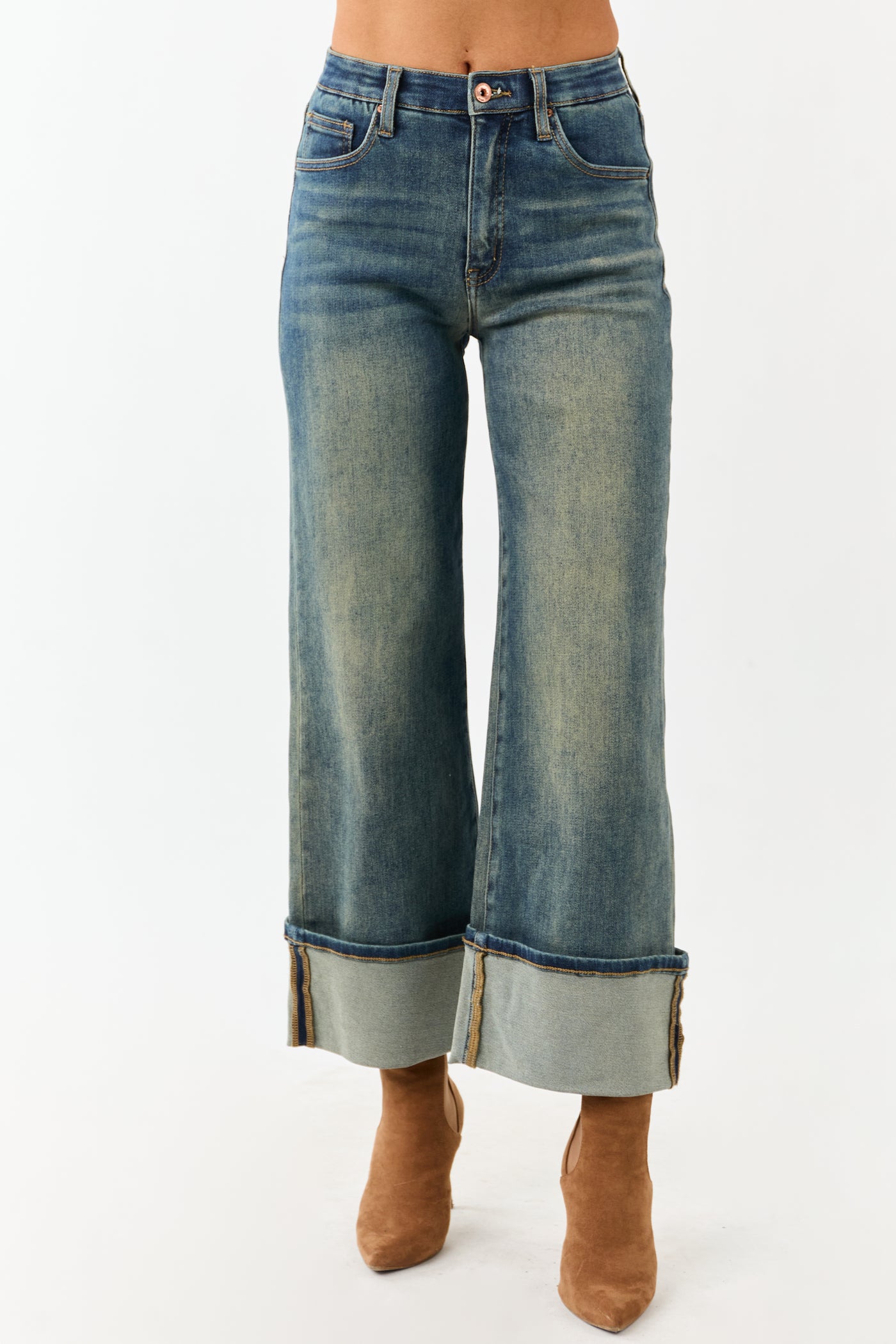 Saige Dark Vintage Tummy Control Stretchy Straight Jeans