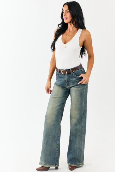 Saige Dark Vintage Tummy Control Stretchy Straight Jeans