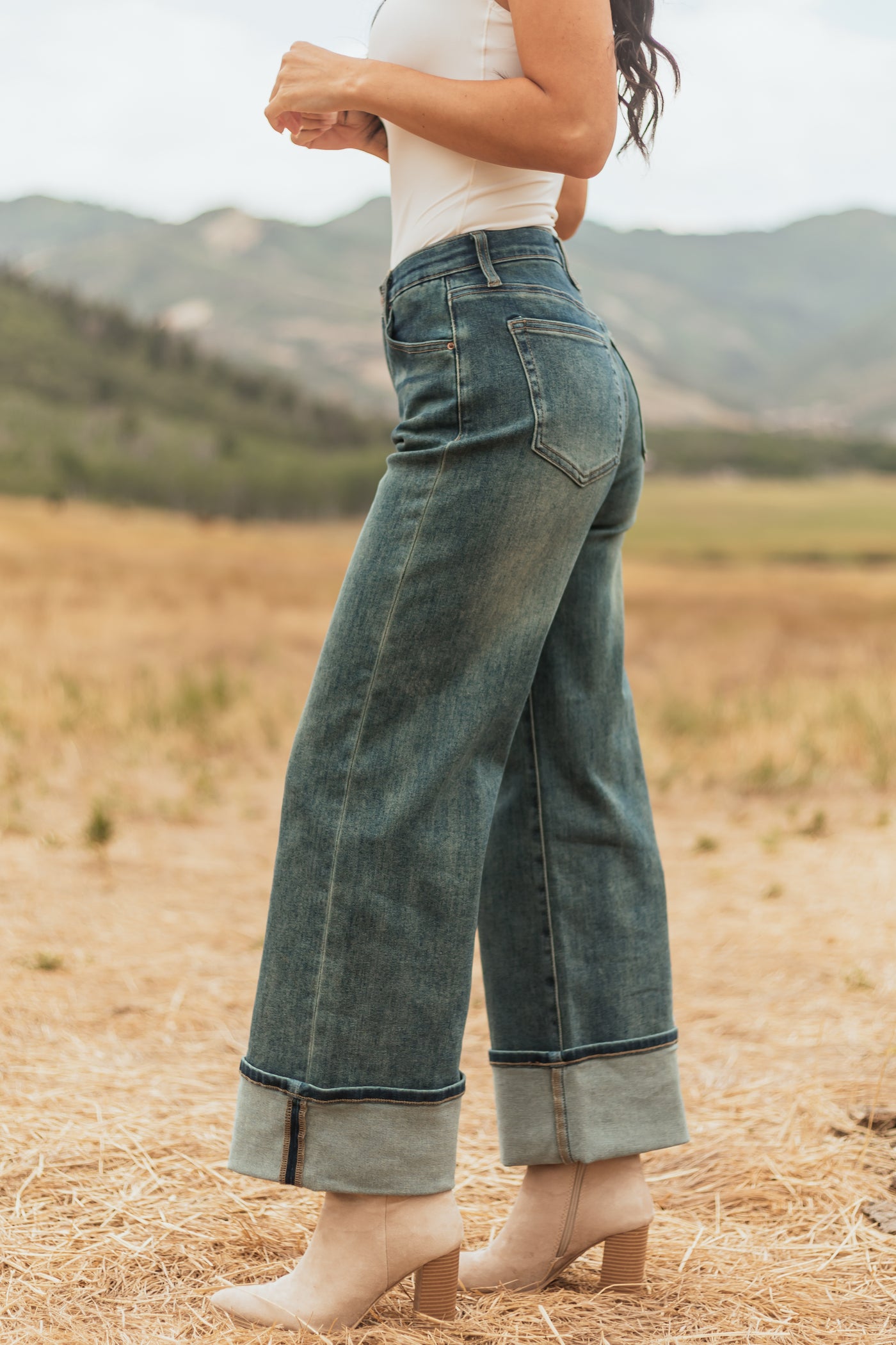 Saige Dark Vintage Tummy Control Stretchy Straight Jeans