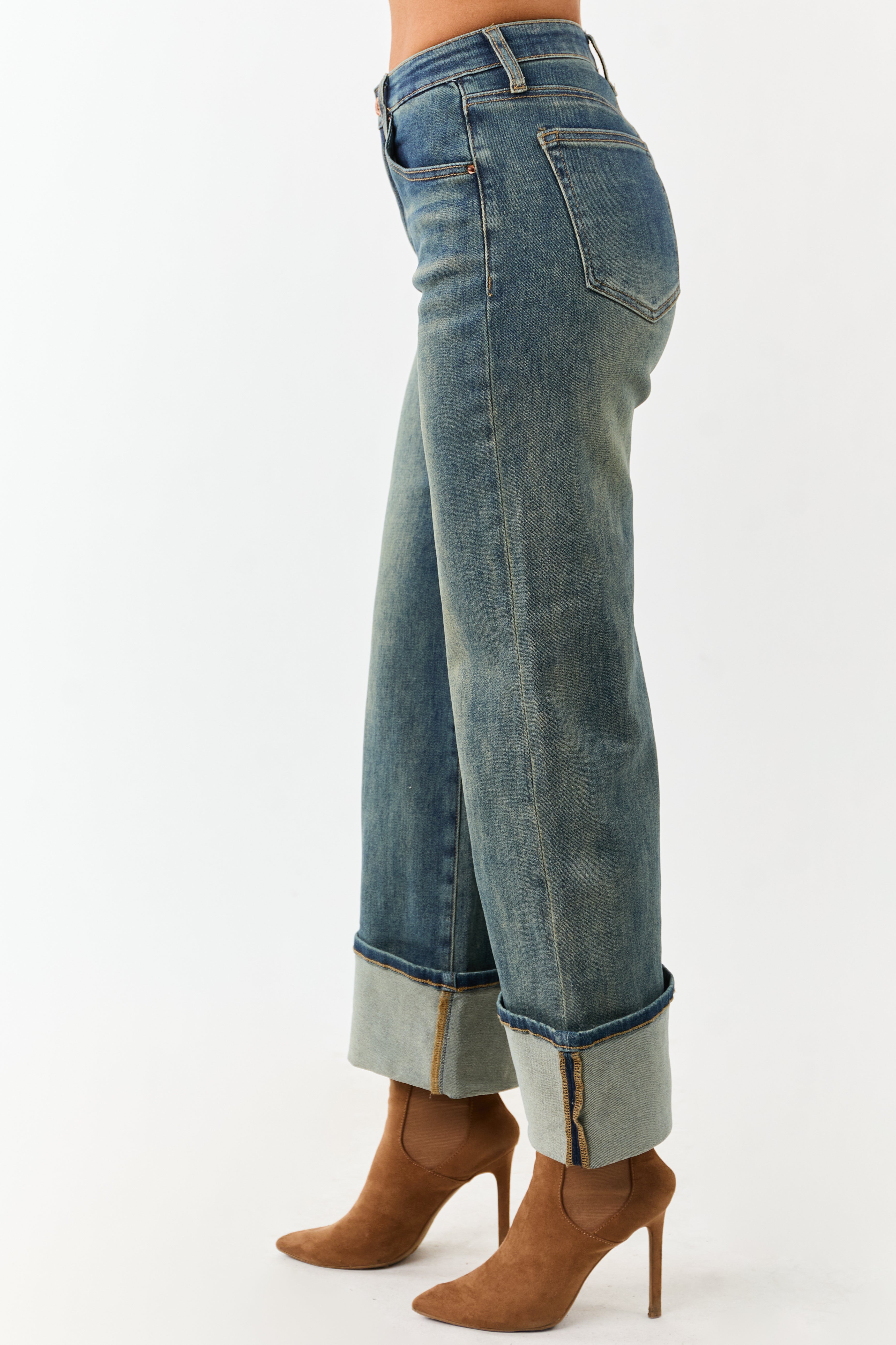 Saige Dark Vintage Tummy Control Stretchy Straight Jeans