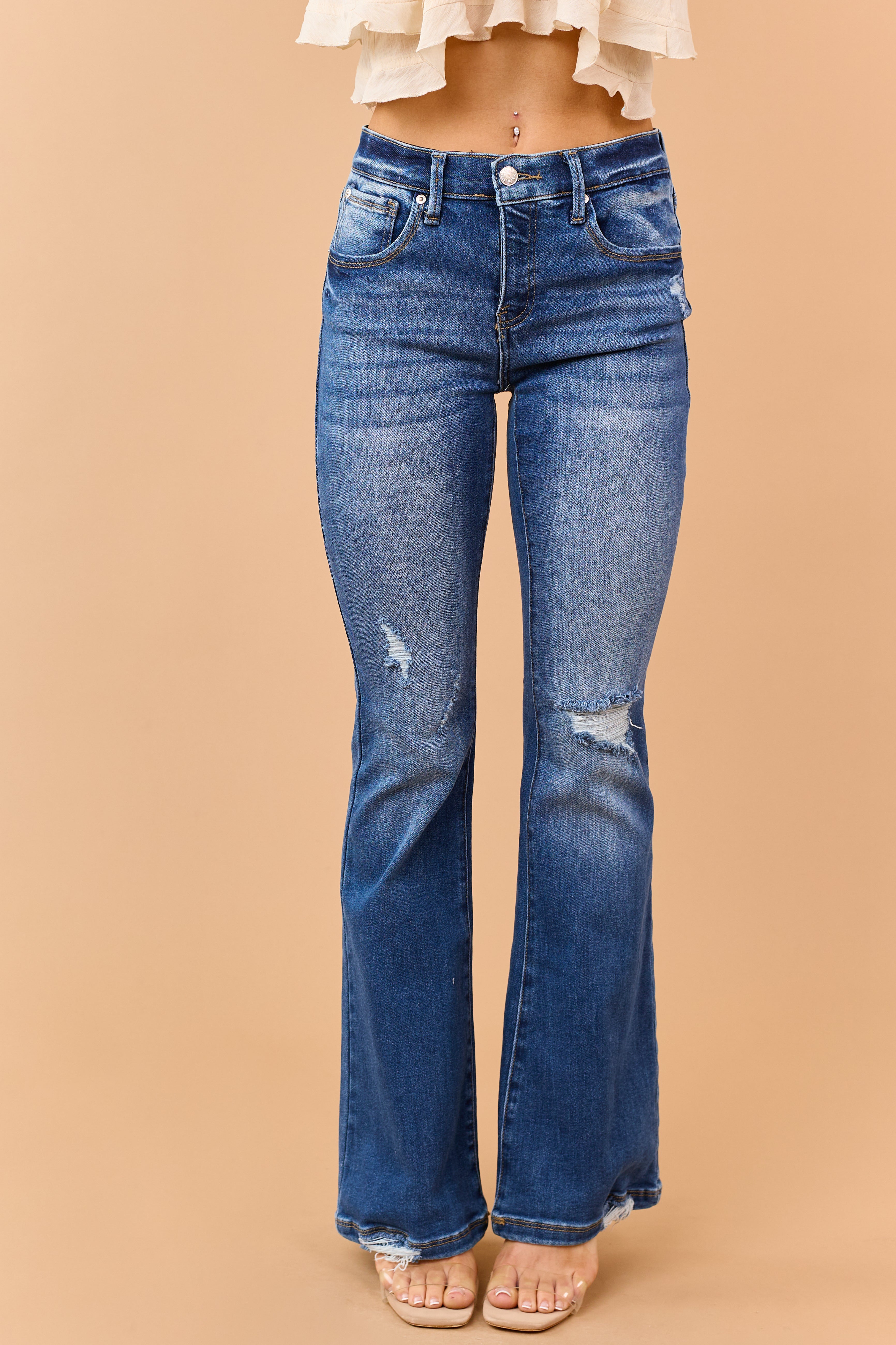 Saige Dark Wash Stretch Tummy Control Bootcut Jeans