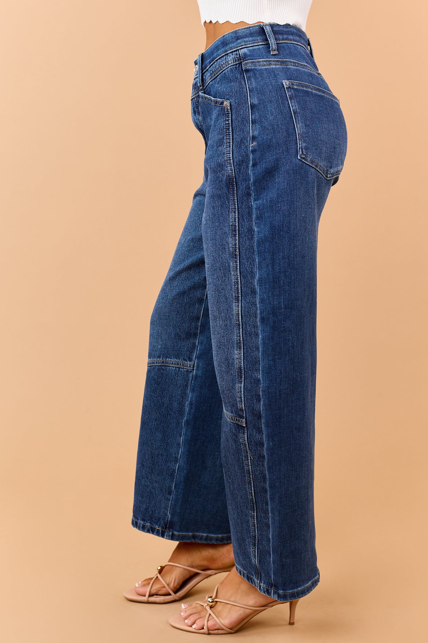 Saige Dark Wash Tummy Control Barrel Jeans