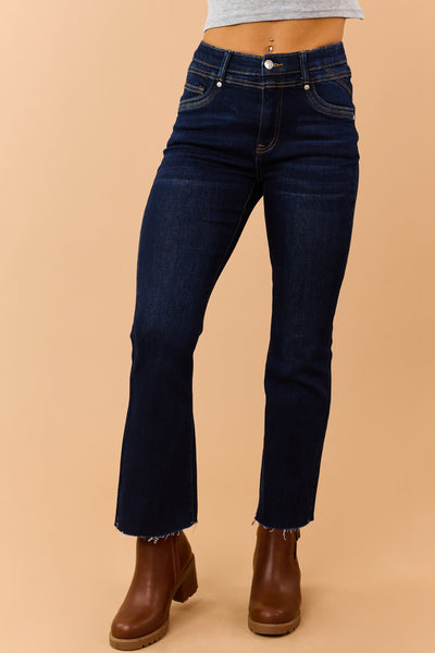 Saige Dark Wash Tummy Control Kick Flare Jeans