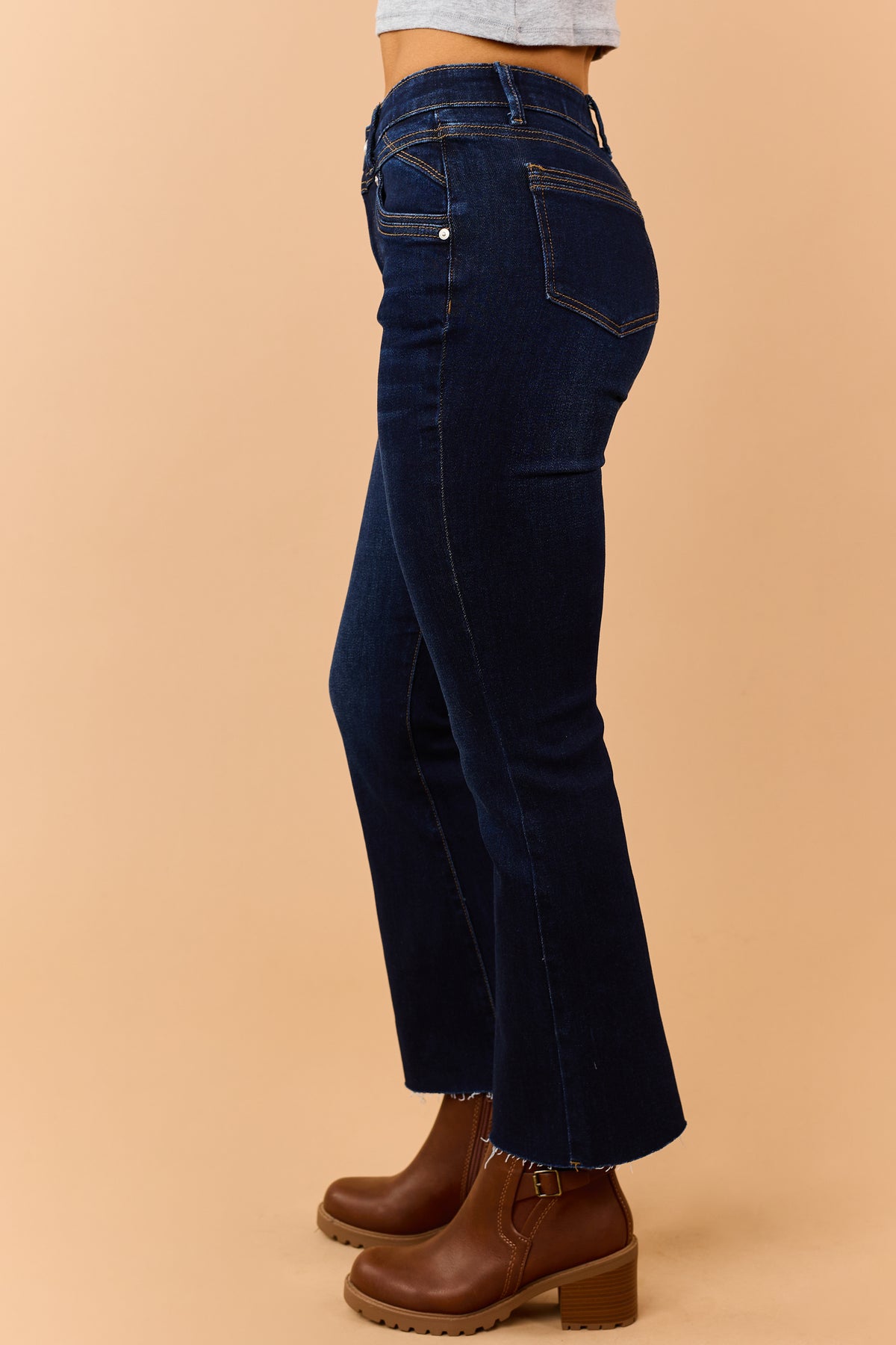 Saige Dark Wash Tummy Control Kick Flare Jeans