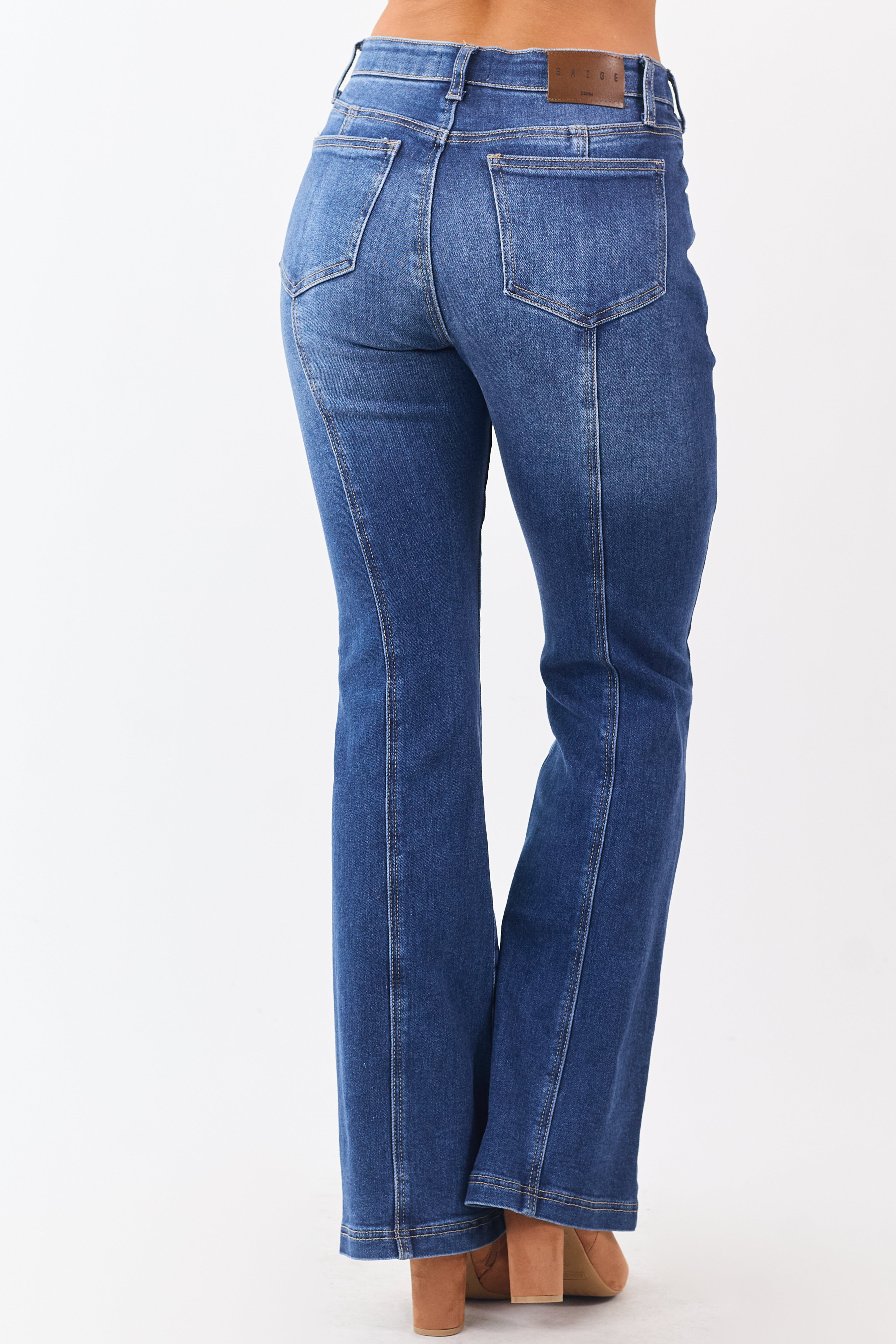 Saige Dark Wash Tummy Control Stretchy Bootcut Jeans