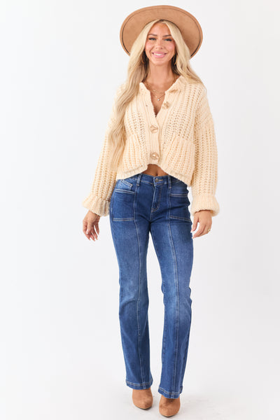 Saige Dark Wash Tummy Control Stretchy Bootcut Jeans