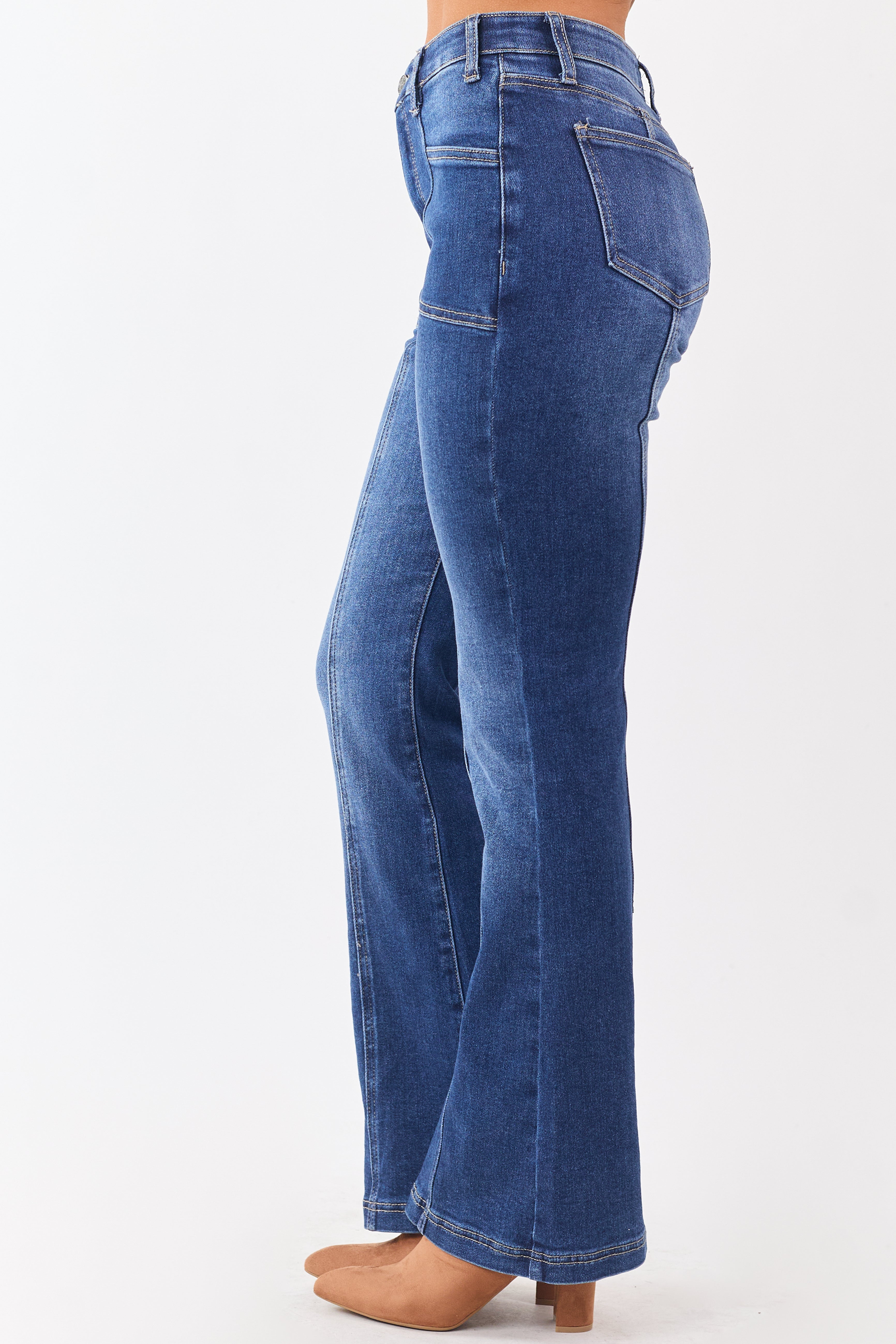 Saige Dark Wash Tummy Control Stretchy Bootcut Jeans