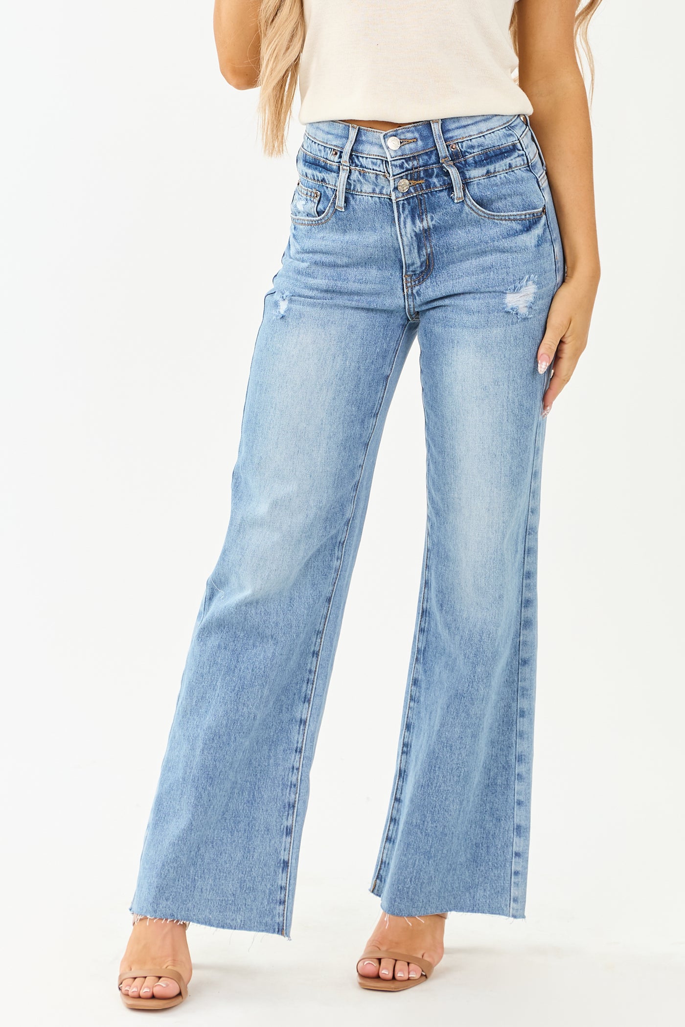 Saige Double Waist Tummy Control Straight Jeans