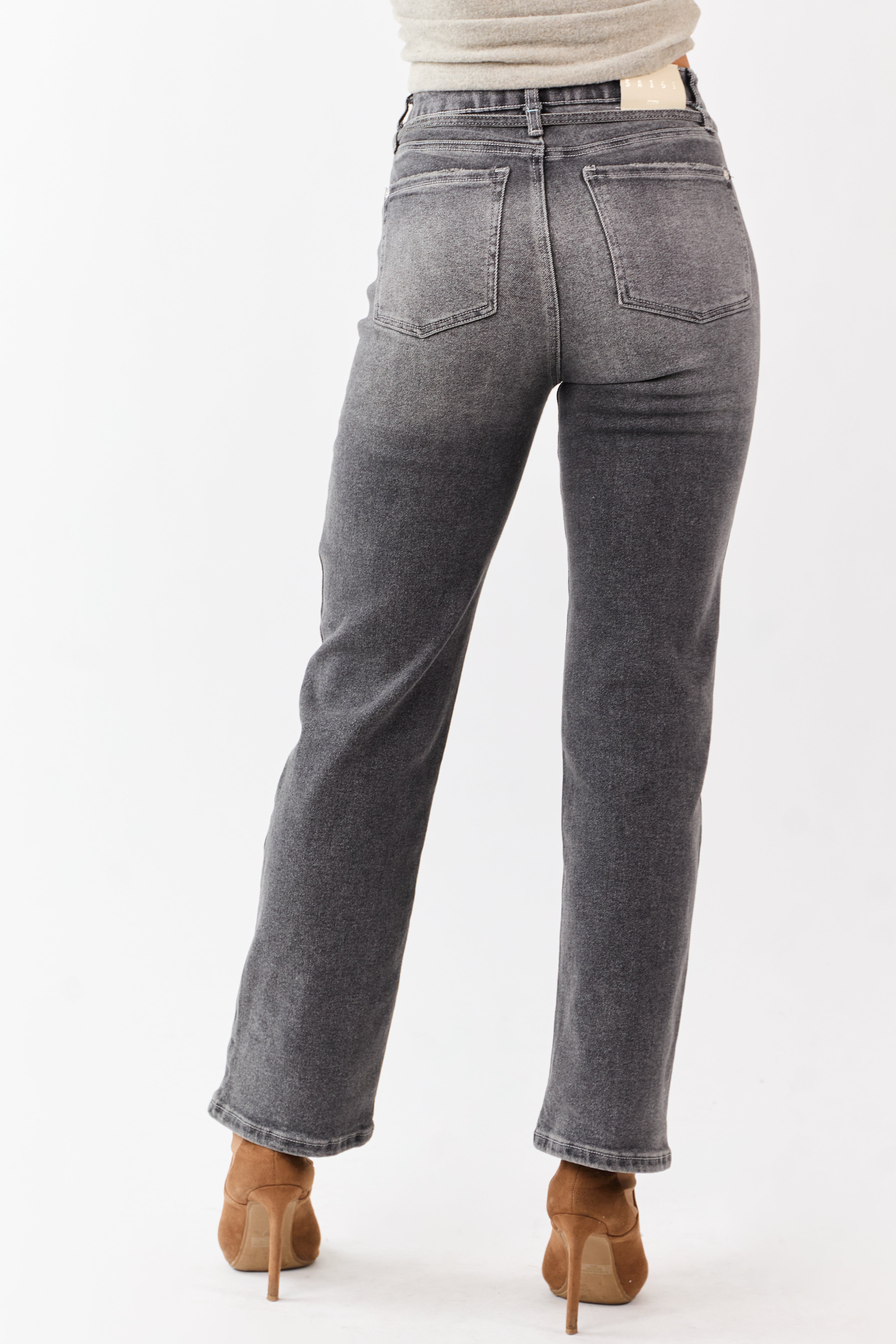 Saige Graphite Tummy Control Stretchy Straight Jeans