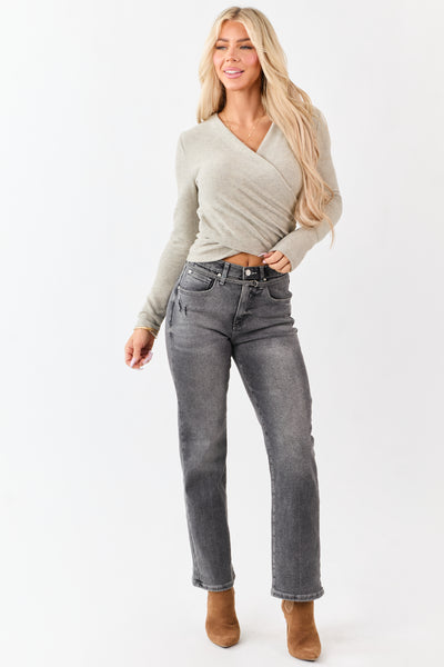 Saige Graphite Tummy Control Stretchy Straight Jeans