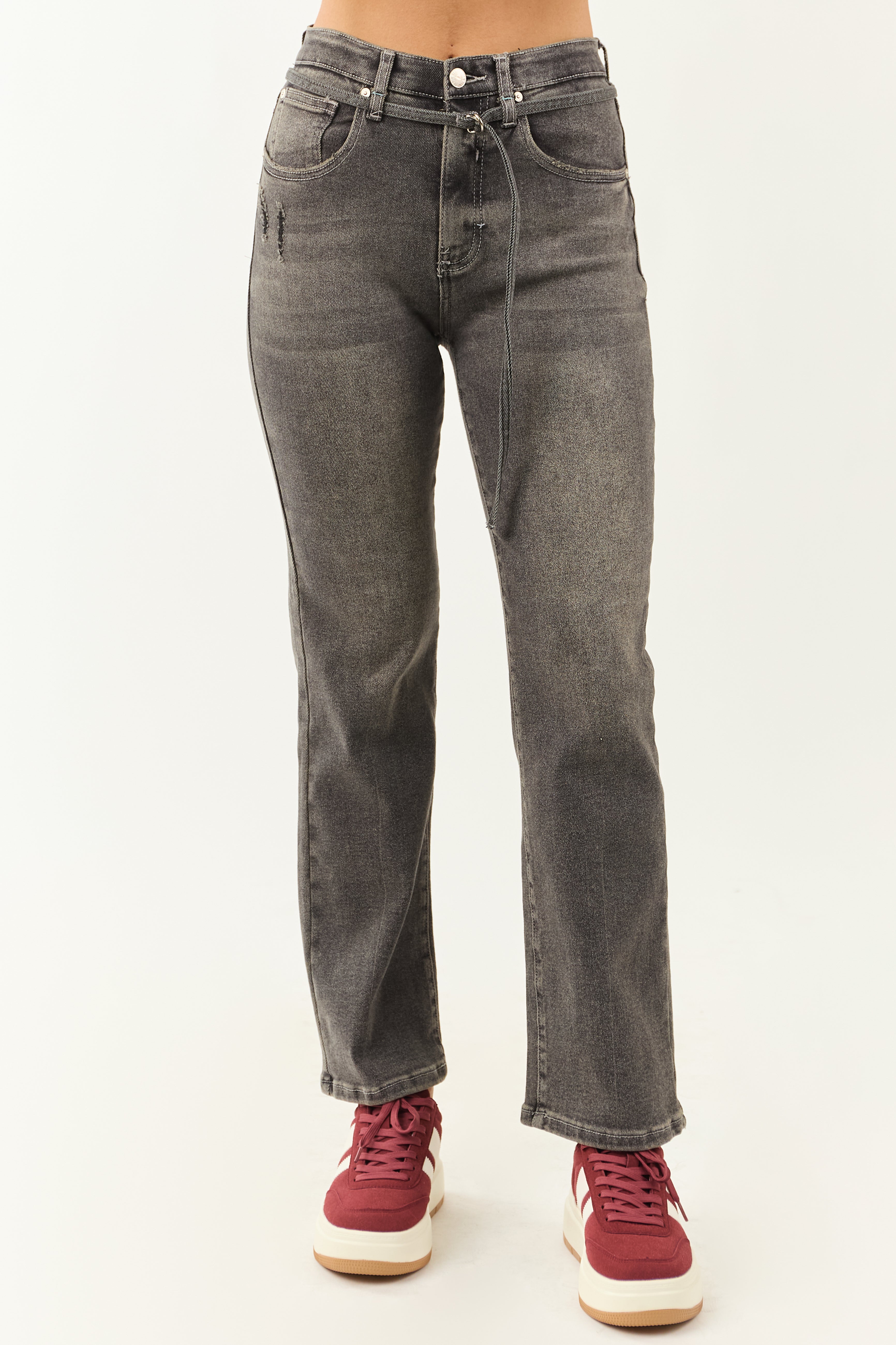 Saige Graphite Tummy Control Stretchy Straight Jeans