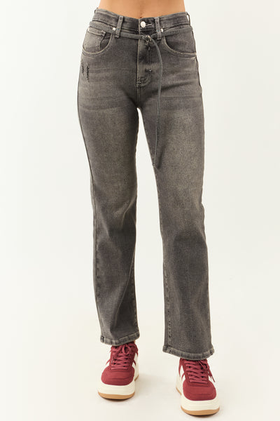 Saige Graphite Tummy Control Stretchy Straight Jeans