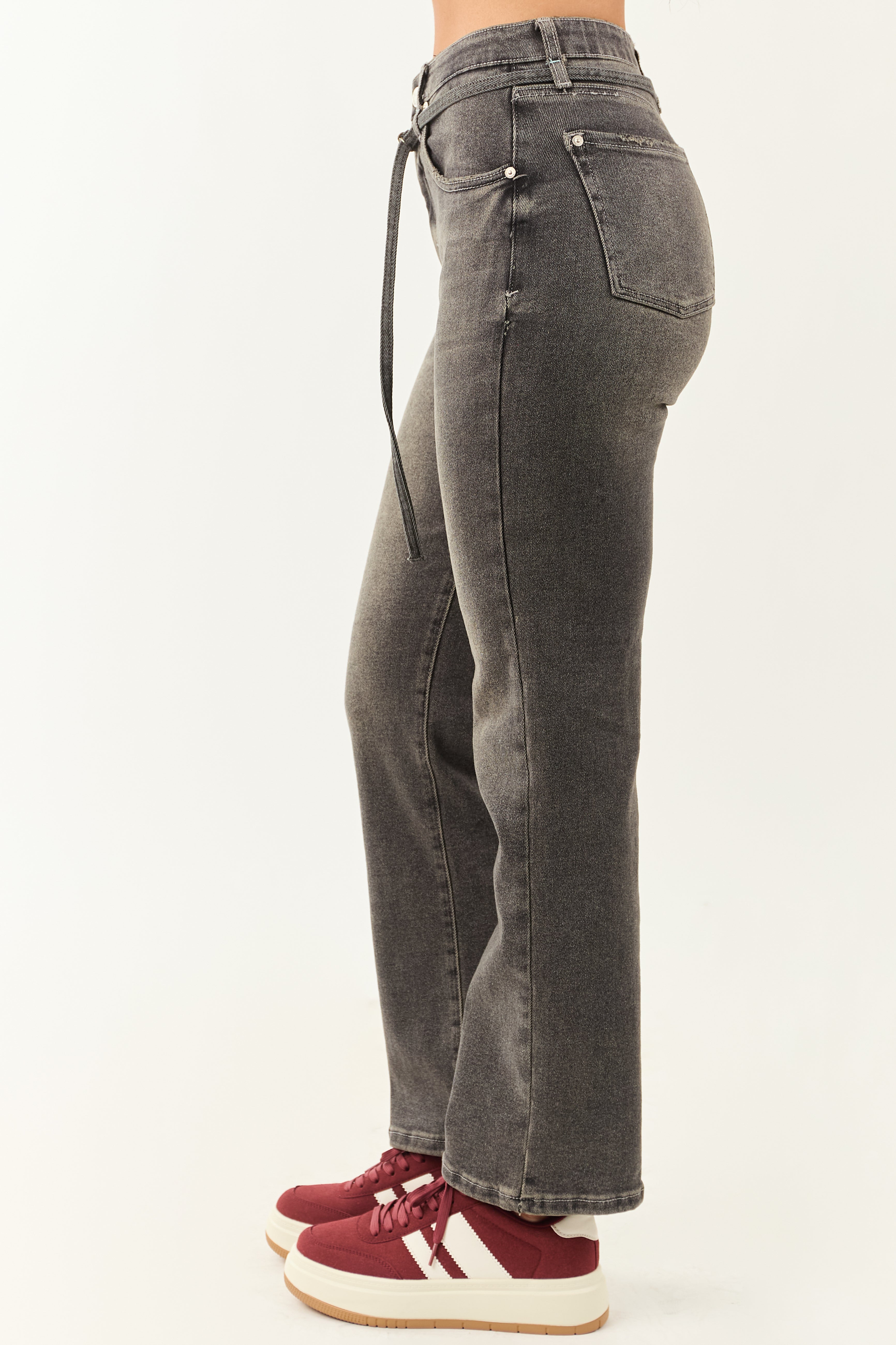 Saige Graphite Tummy Control Stretchy Straight Jeans