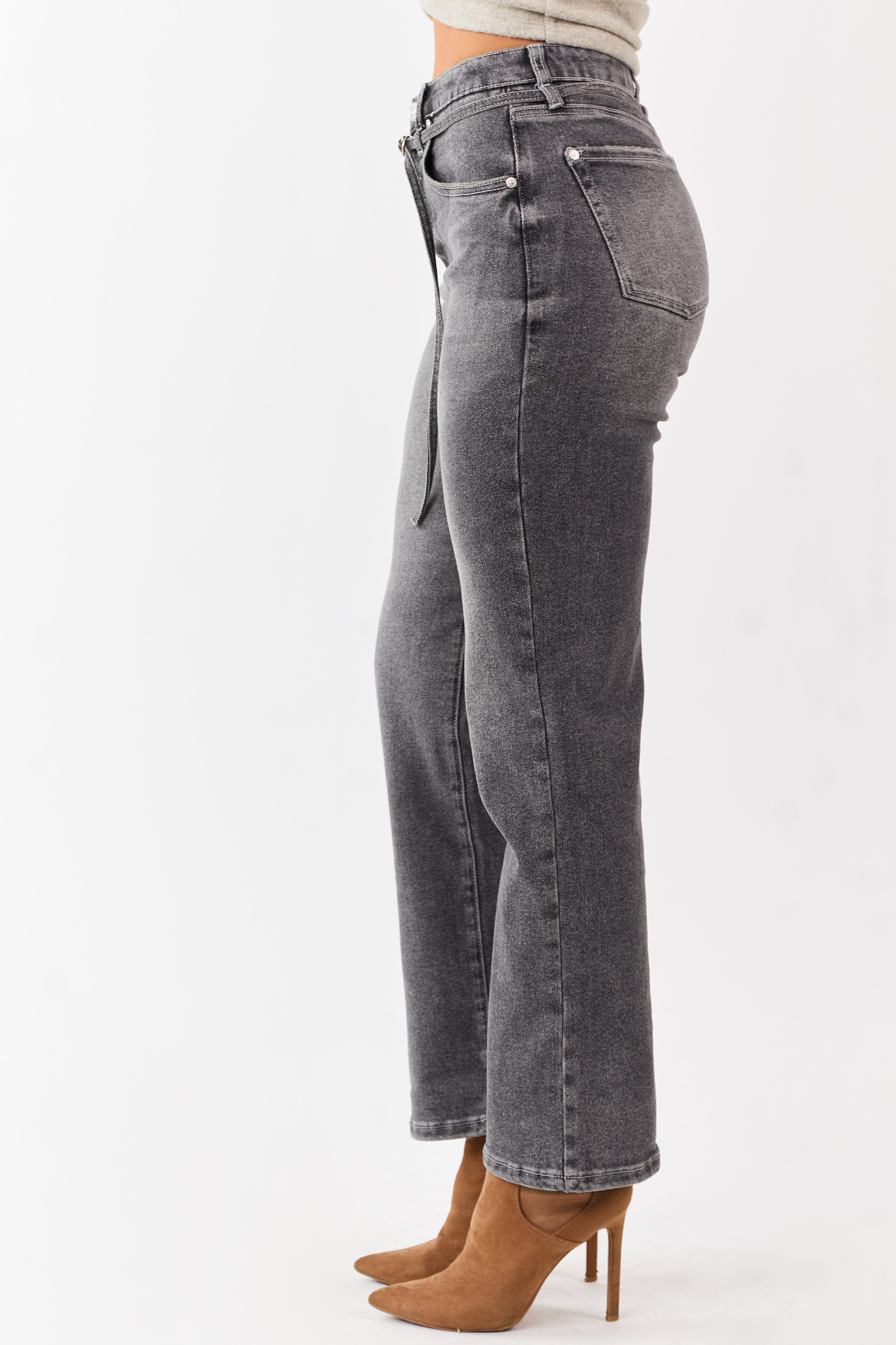 Saige Graphite Tummy Control Stretchy Straight Jeans