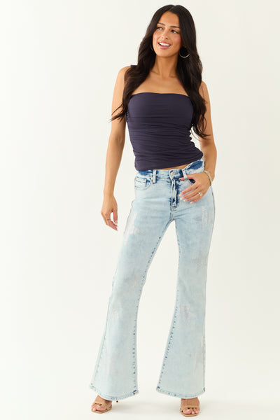 PRE-ORDER Saige Light Tummy Control Star Pattern Flare Jeans SHIP ETA 6/5