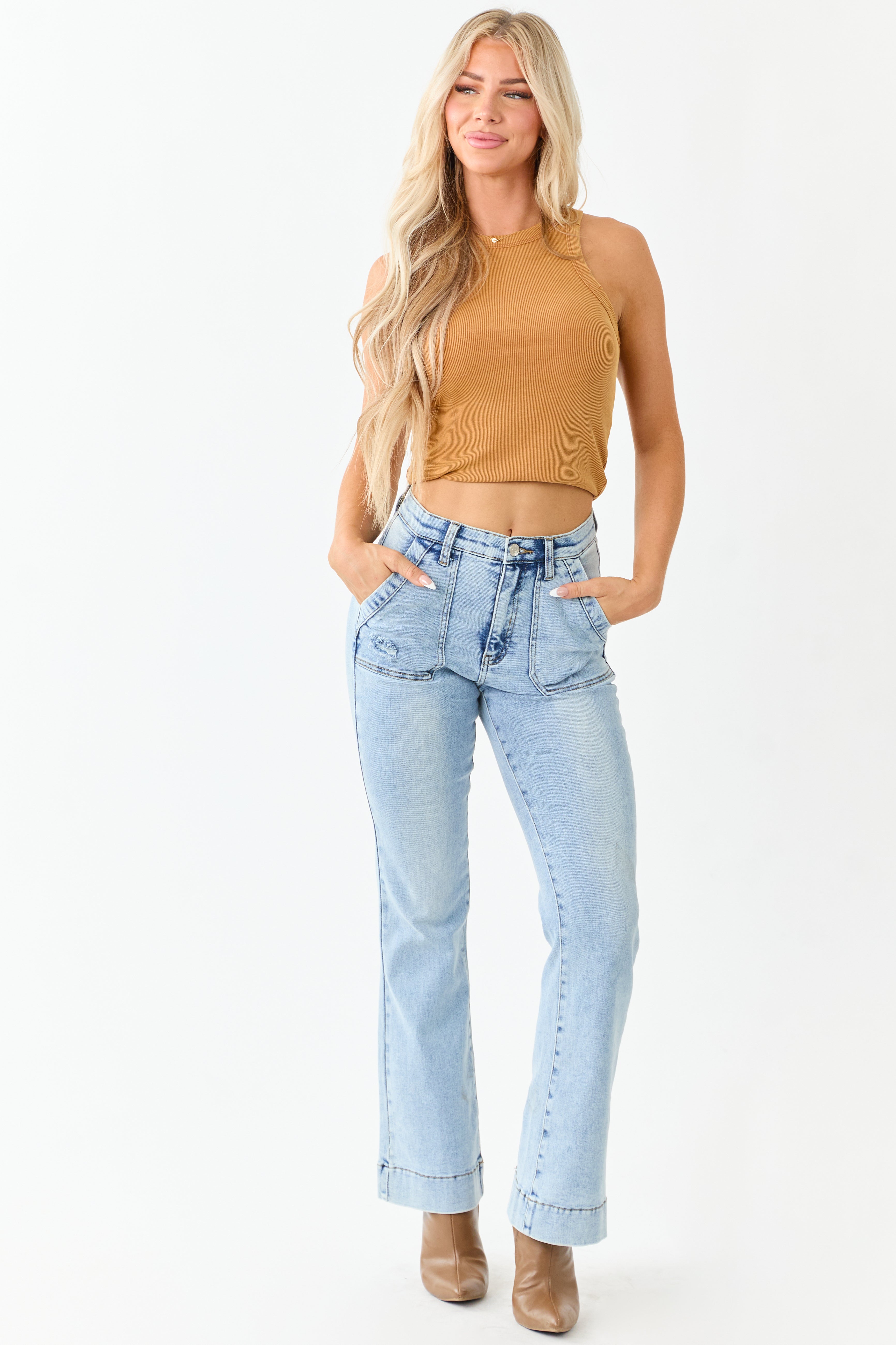 Saige Light Tummy Control Stretchy Bootcut Jeans