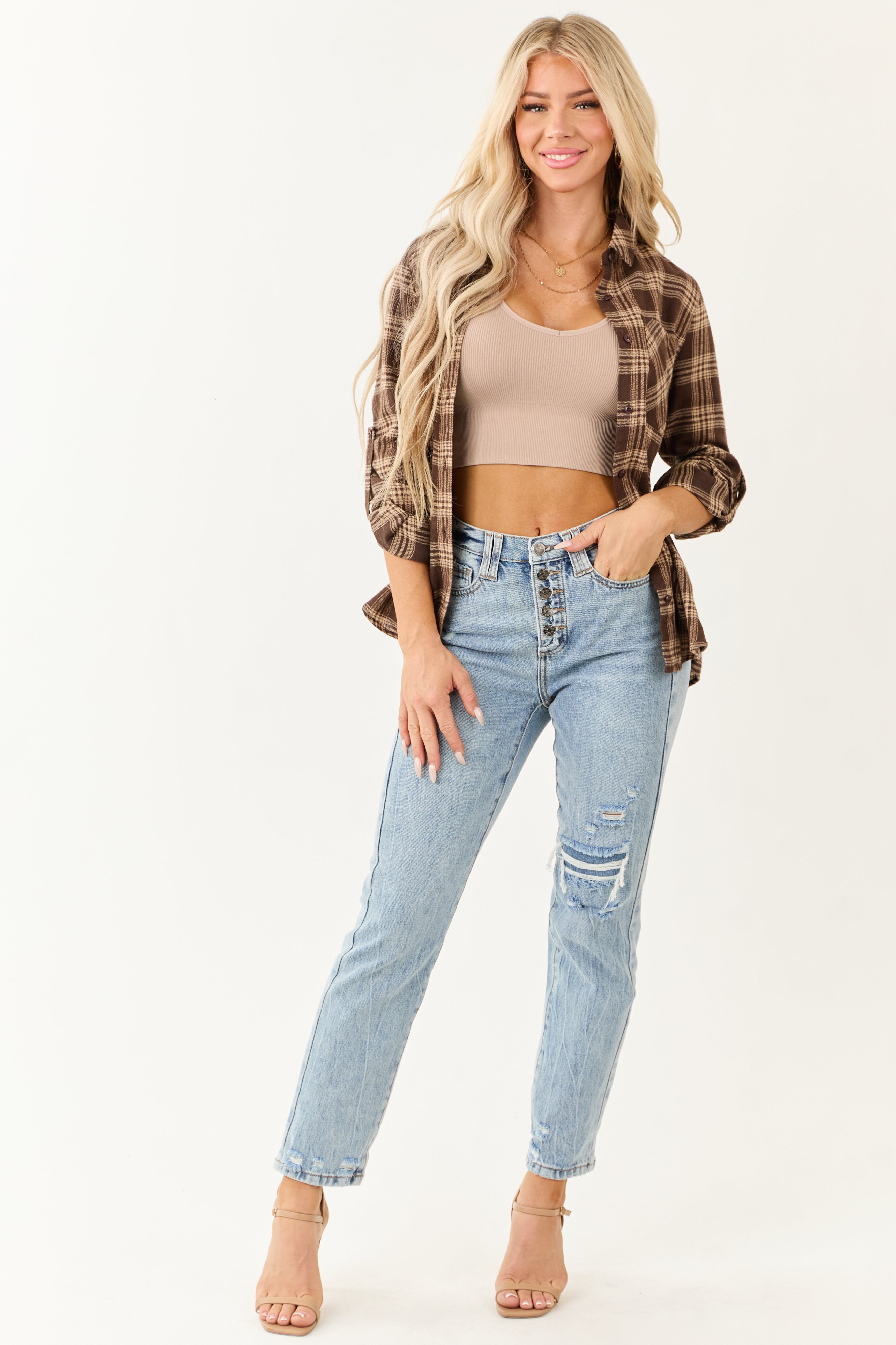 Saige Light Wash Slim Straight Tummy Control Jeans