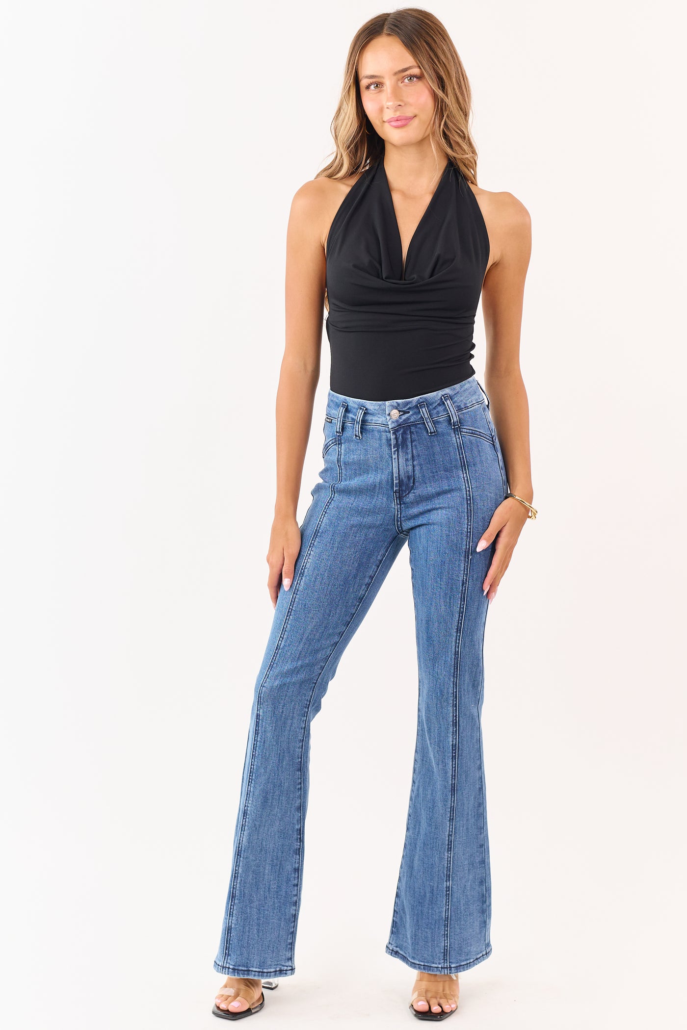 Saige Medium Dark Wash Flare Leg Stretchy Jeans