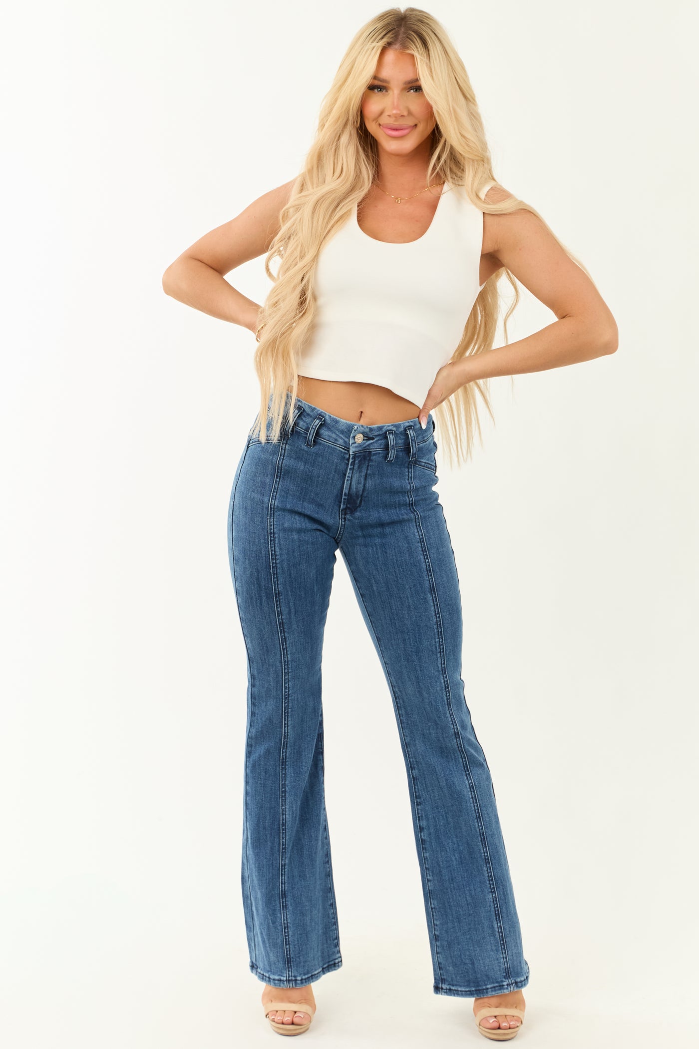 Saige Medium Dark Wash Flare Leg Stretchy Jeans