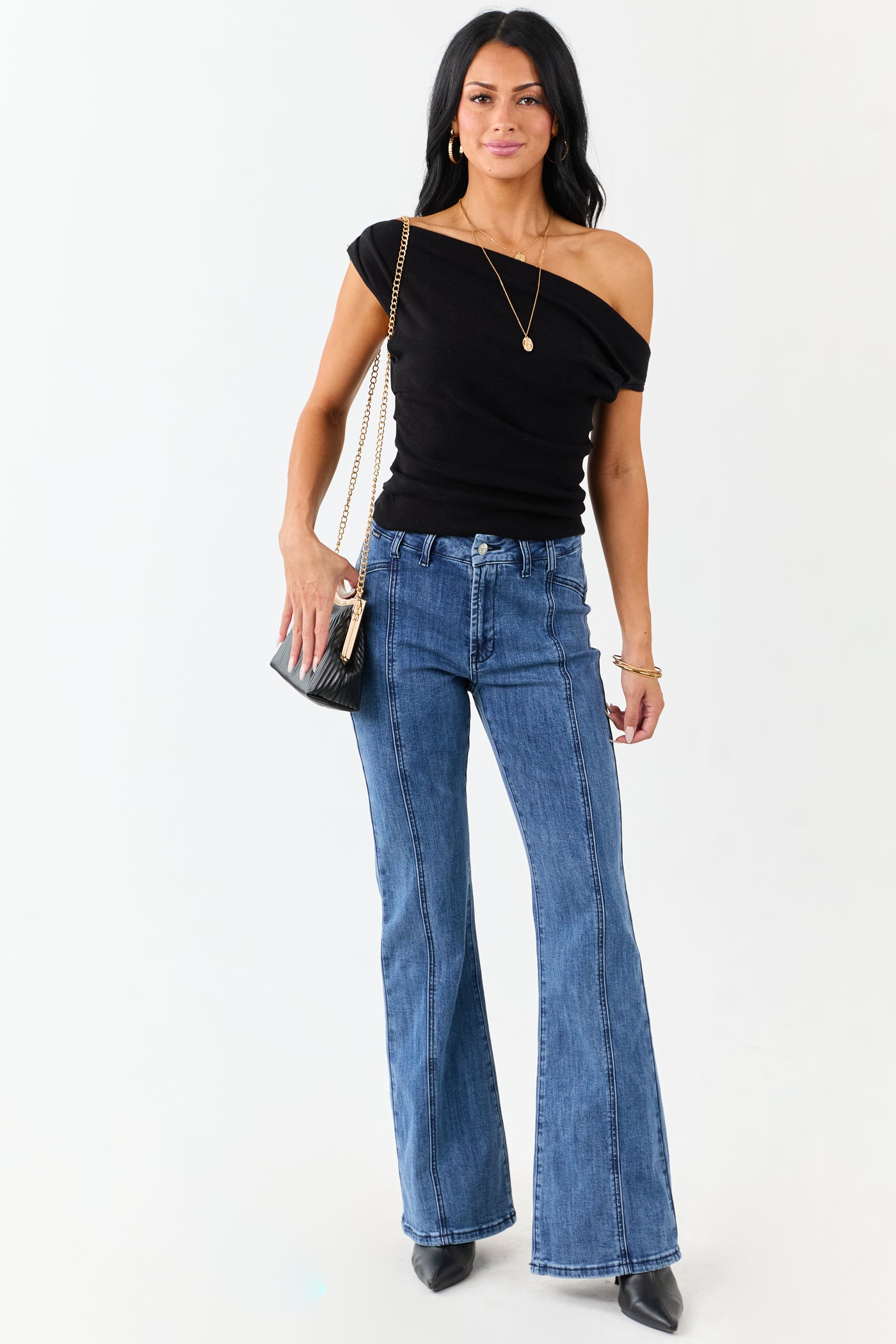 Saige Medium Dark Wash Flare Leg Stretchy Jeans