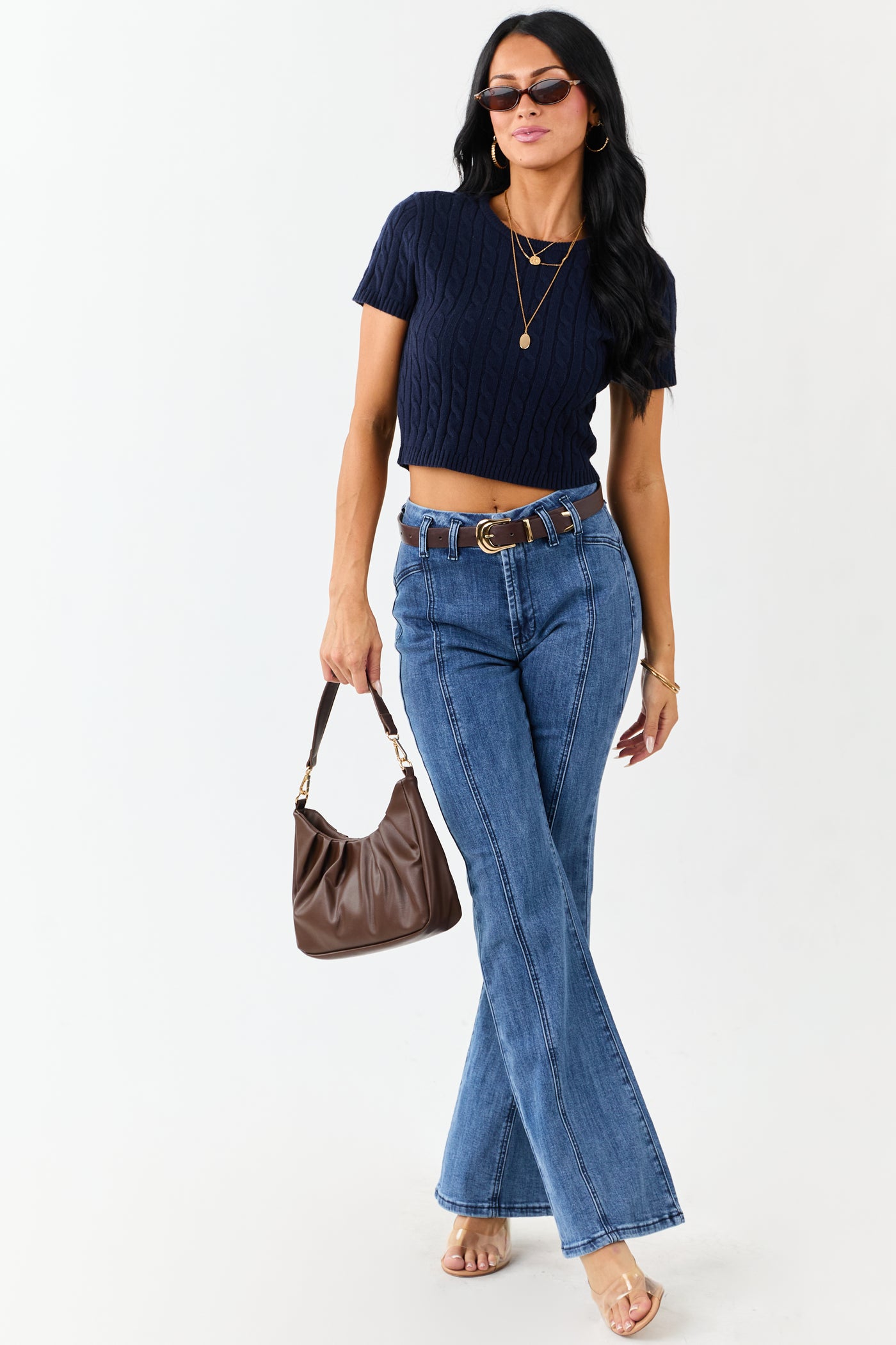Saige Medium Dark Wash Flare Leg Stretchy Jeans
