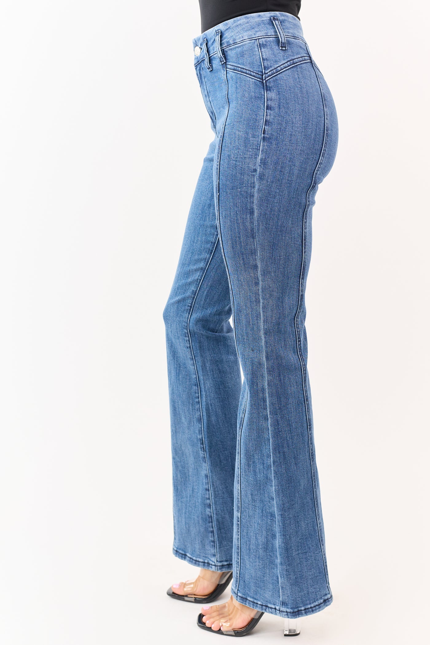 Saige Medium Dark Wash Flare Leg Stretchy Jeans