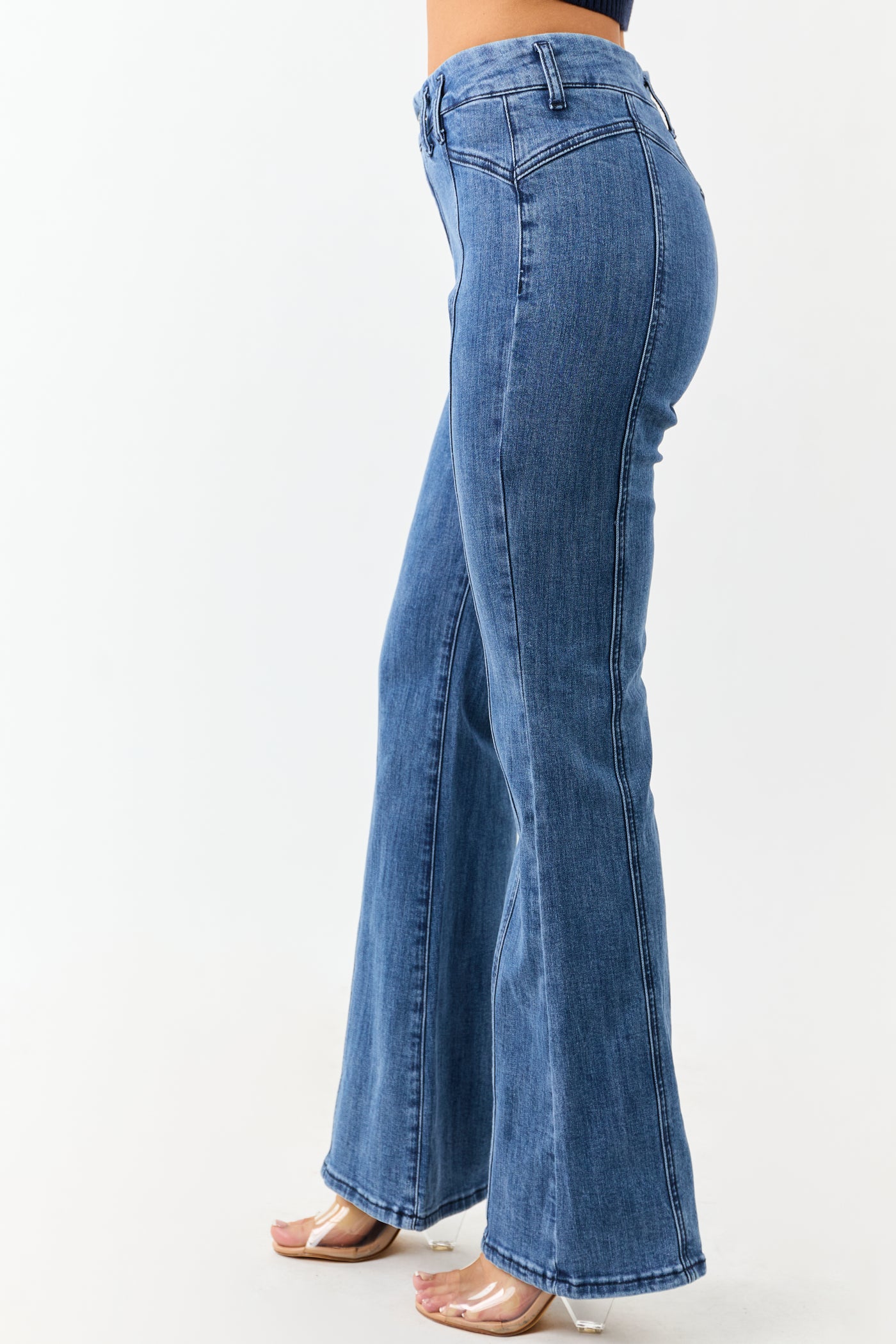 Saige Medium Dark Wash Flare Leg Stretchy Jeans