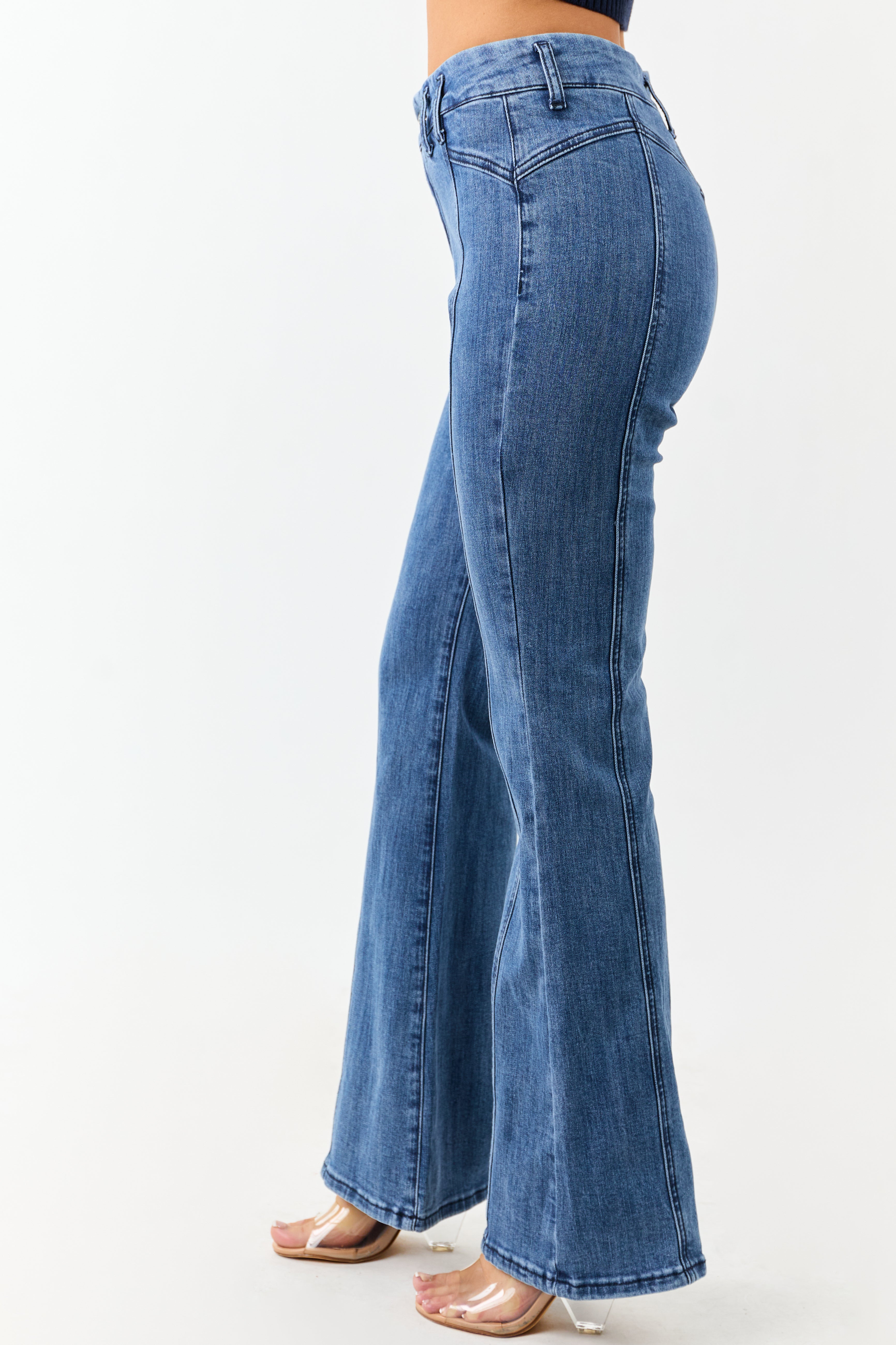 Saige Medium Dark Wash Flare Leg Stretchy Jeans