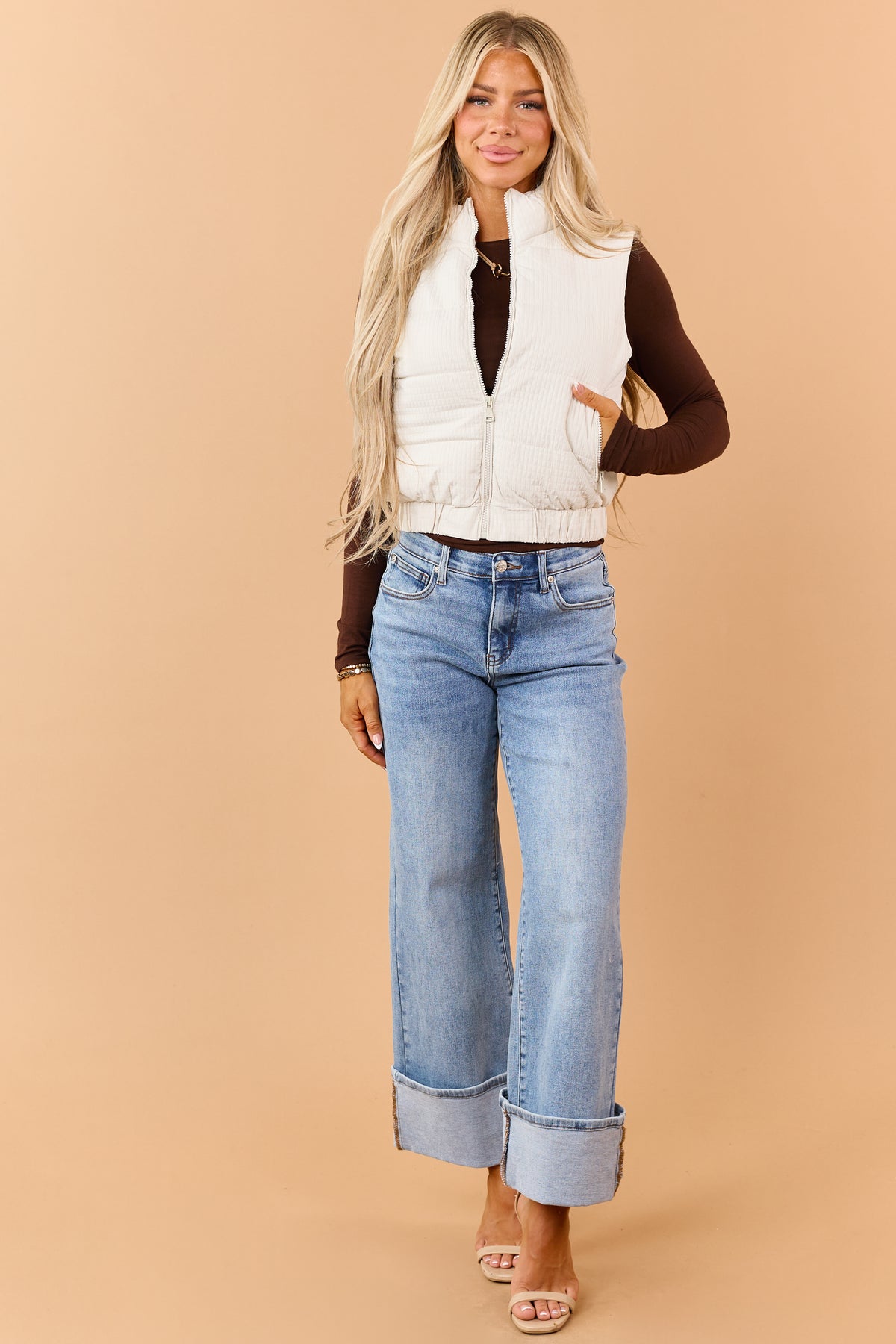 Saige Medium High Rise Tummy Control Wide Jeans