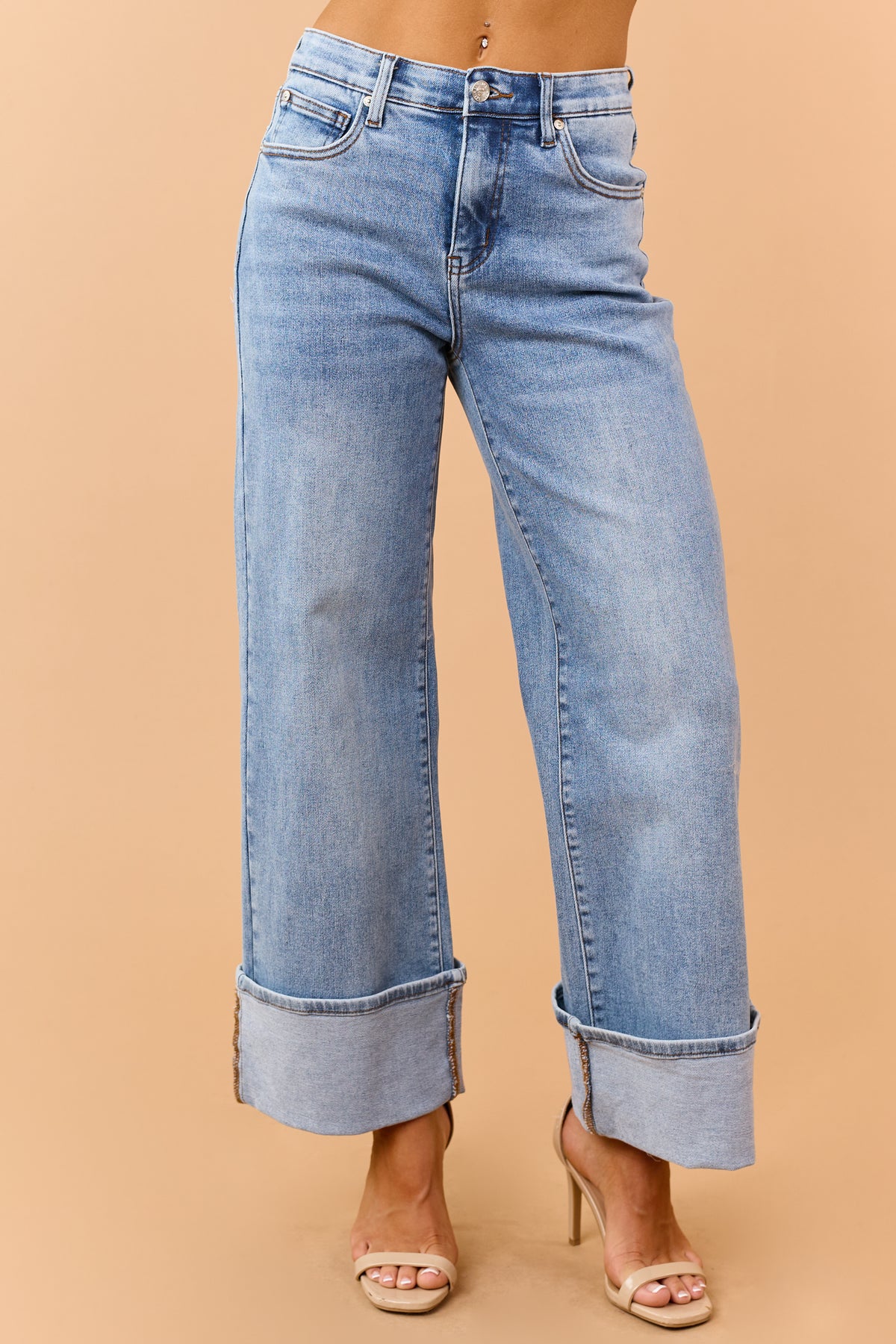 Saige Medium High Rise Tummy Control Wide Jeans