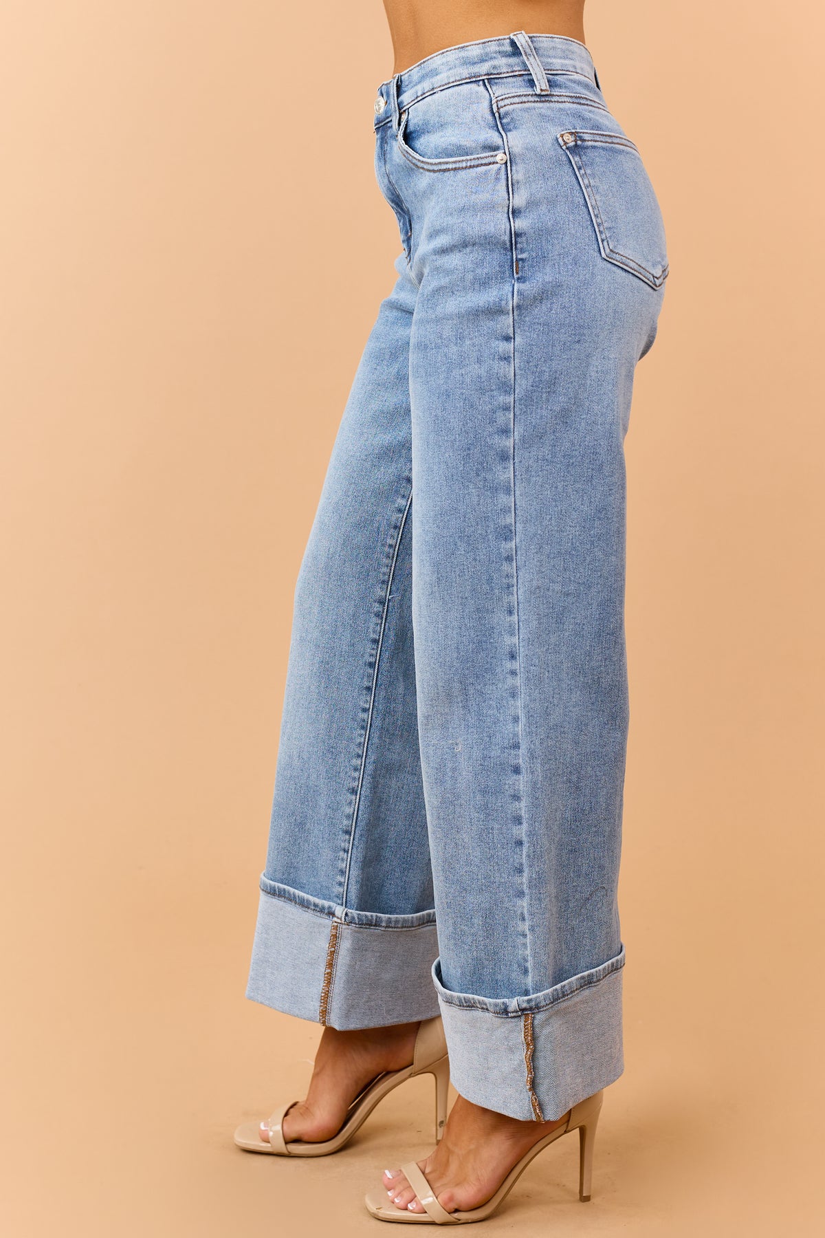 Saige Medium High Rise Tummy Control Wide Jeans