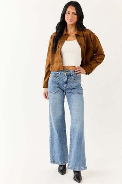 Saige Medium Tummy Control Double Pocket Wide Jeans