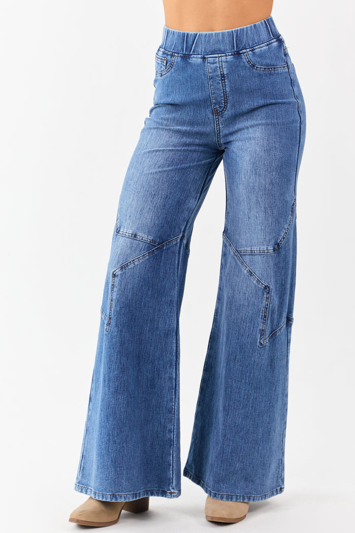 SAGE + FIG Star Wide Leg Jeans with Pockets main image 0