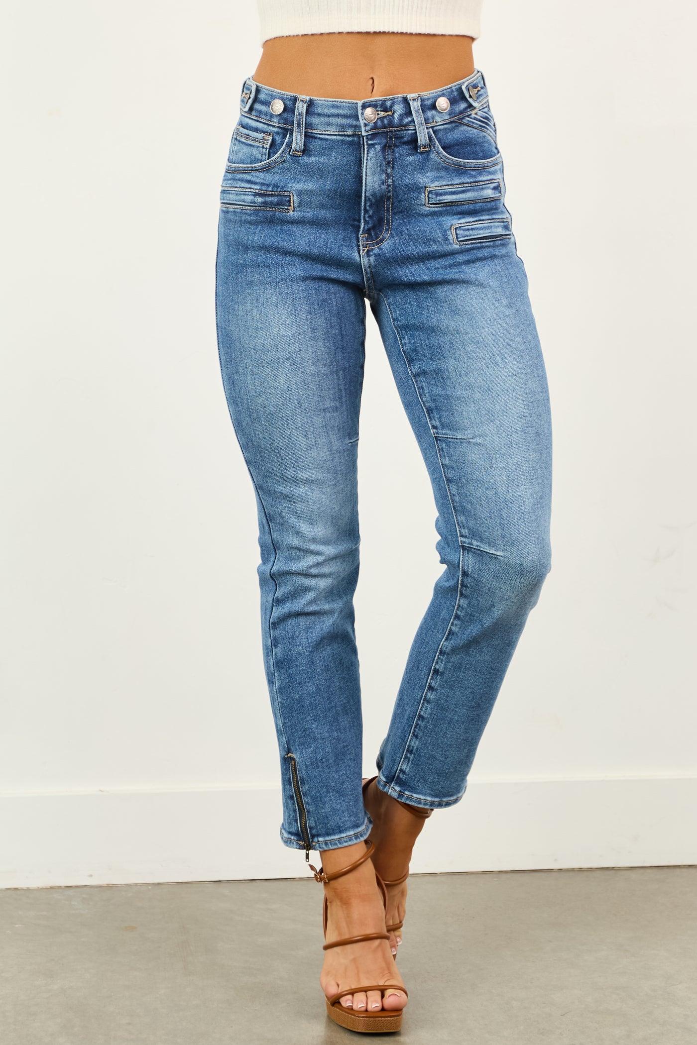 Saige Medium Wash Tummy Control Slim Bootcut Jeans
