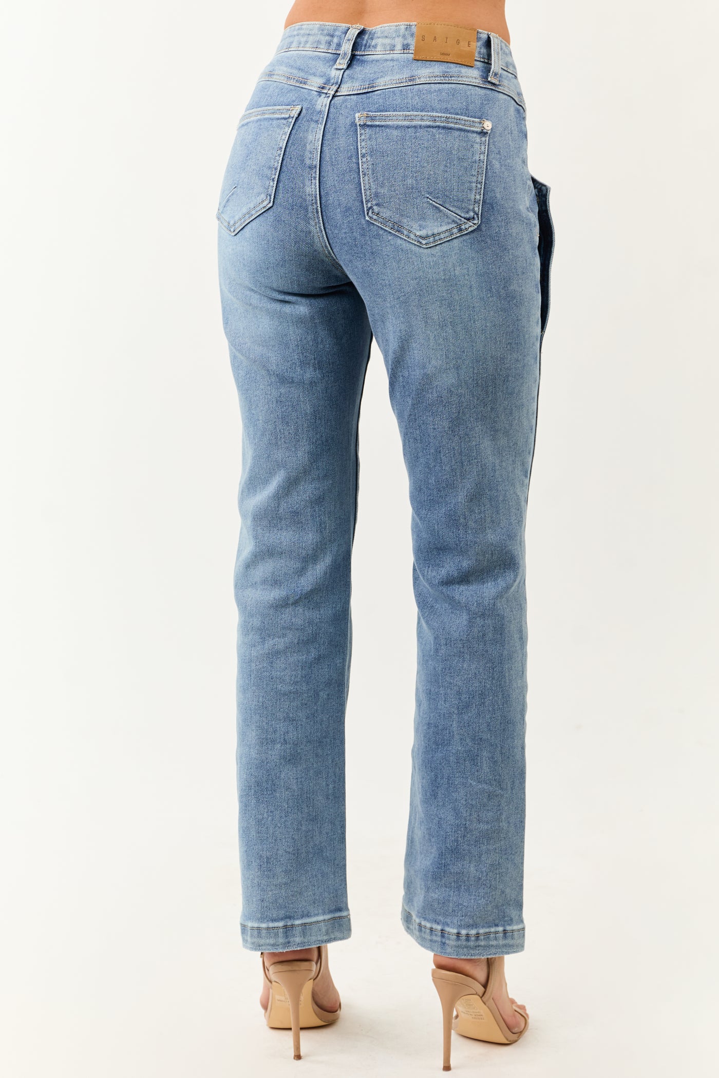 Saige Medium Wash Tummy Control Straight Leg Jeans