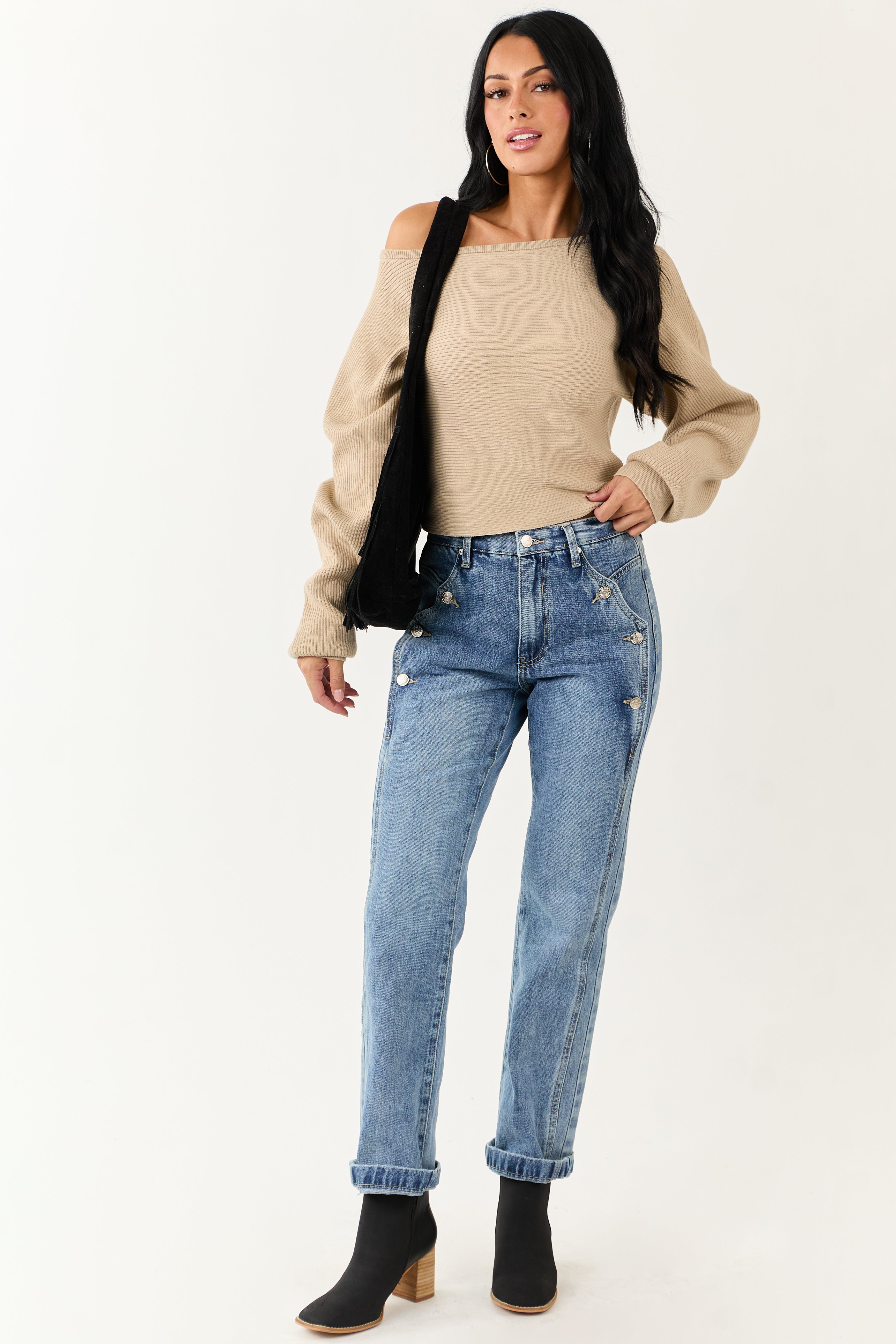Saige Medium Wash Tummy Control Straight Leg Jeans