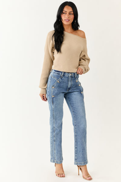 Saige Medium Wash Tummy Control Straight Leg Jeans