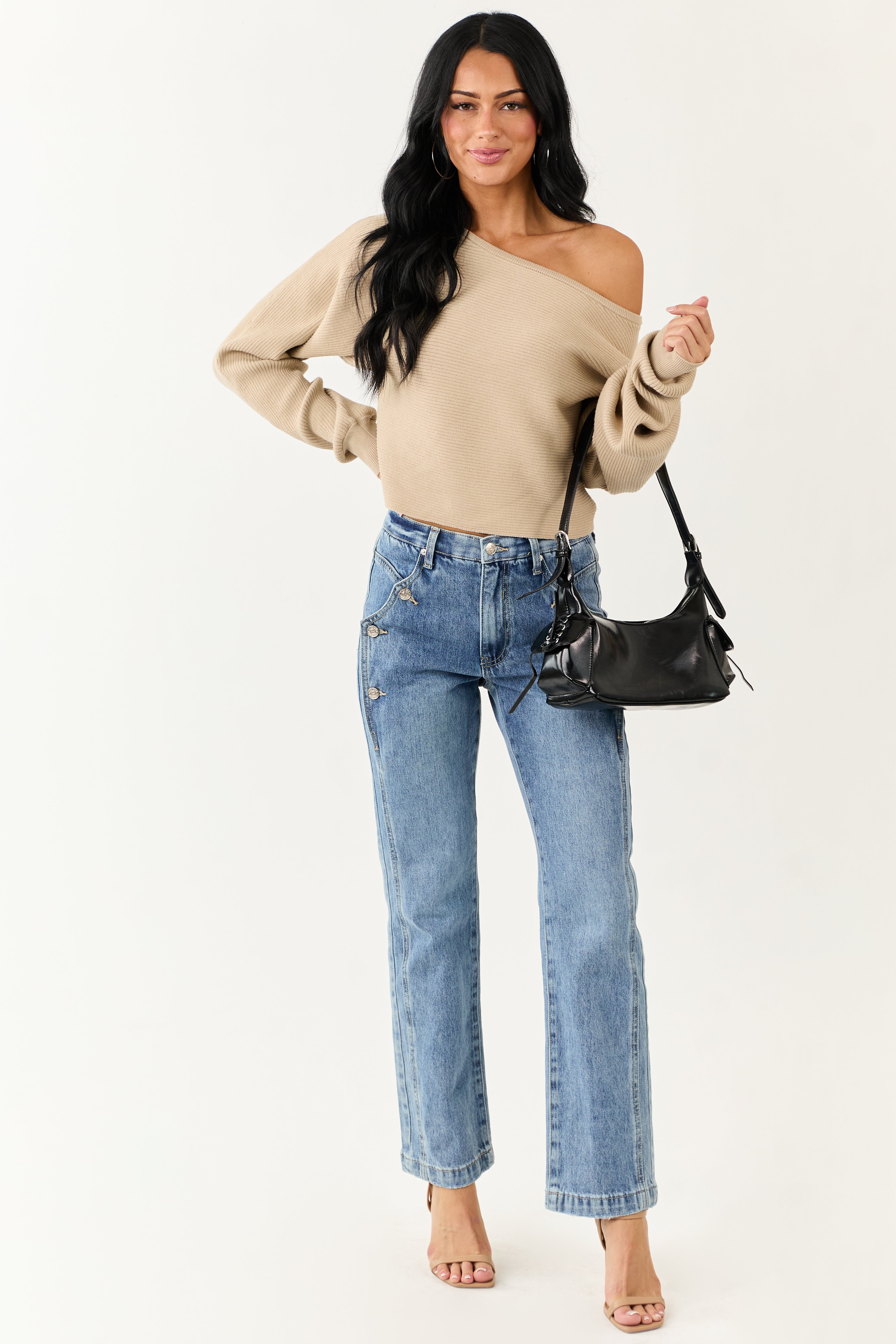 Saige Medium Wash Tummy Control Straight Leg Jeans