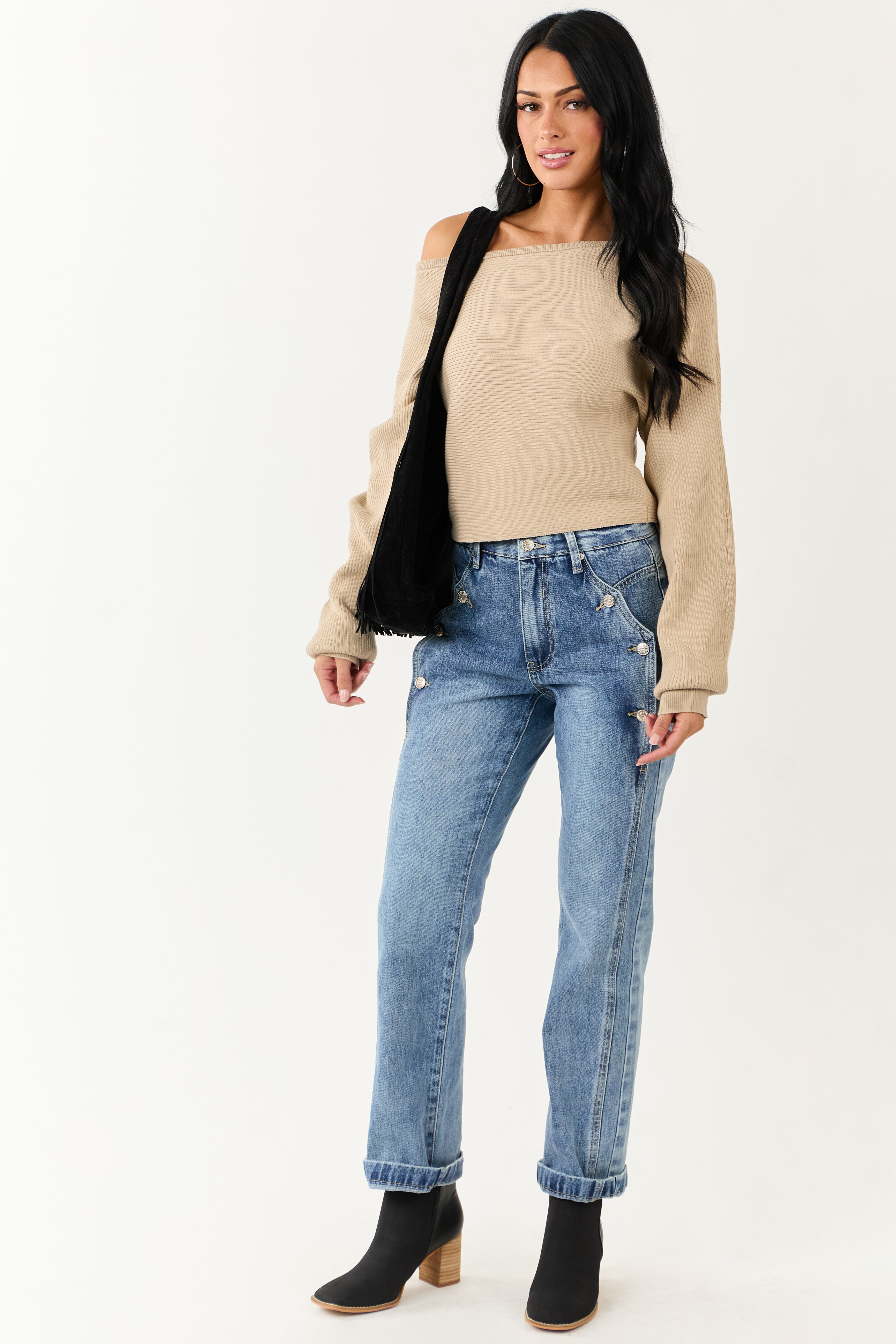 Saige Medium Wash Tummy Control Straight Leg Jeans