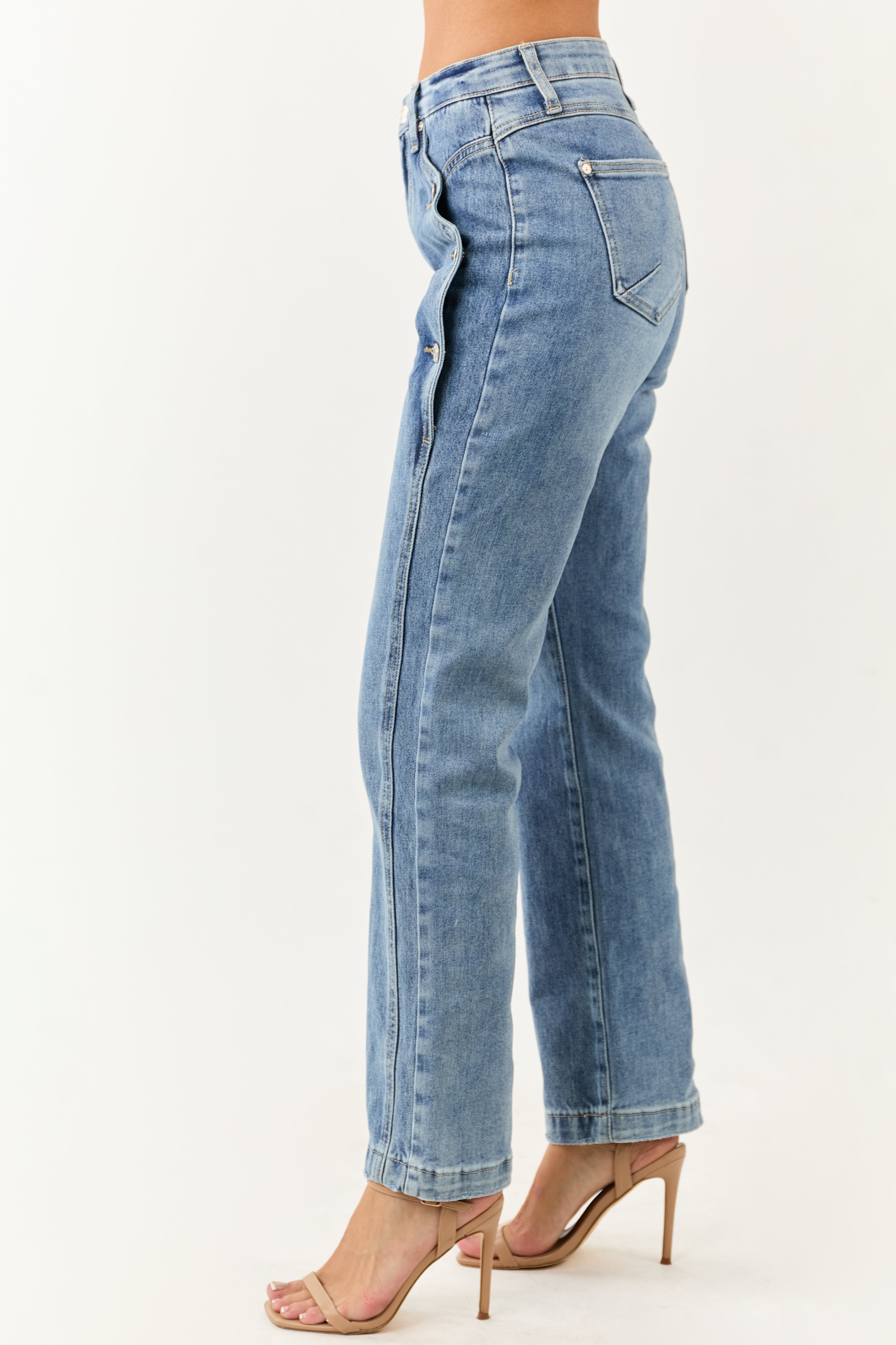 Saige Medium Wash Tummy Control Straight Leg Jeans