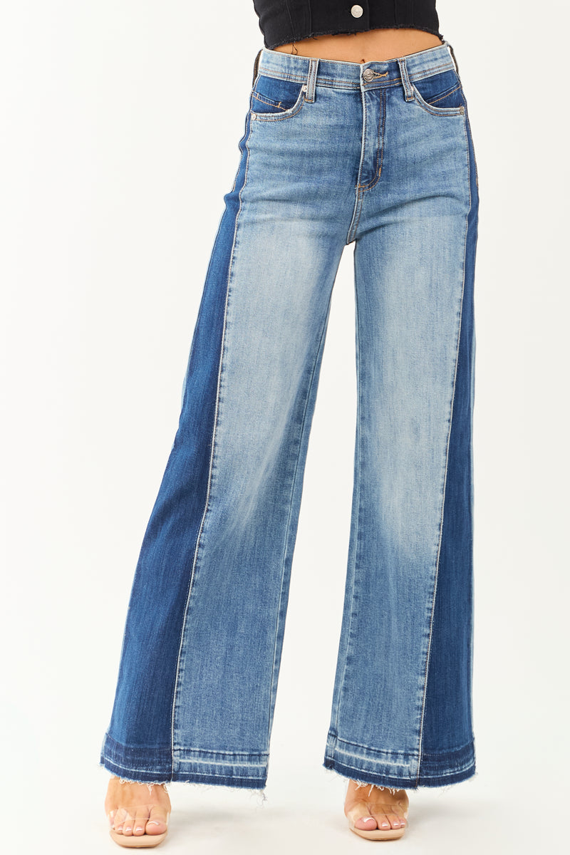 Saige Side Panel Tummy Control Stretchy Wide Jeans