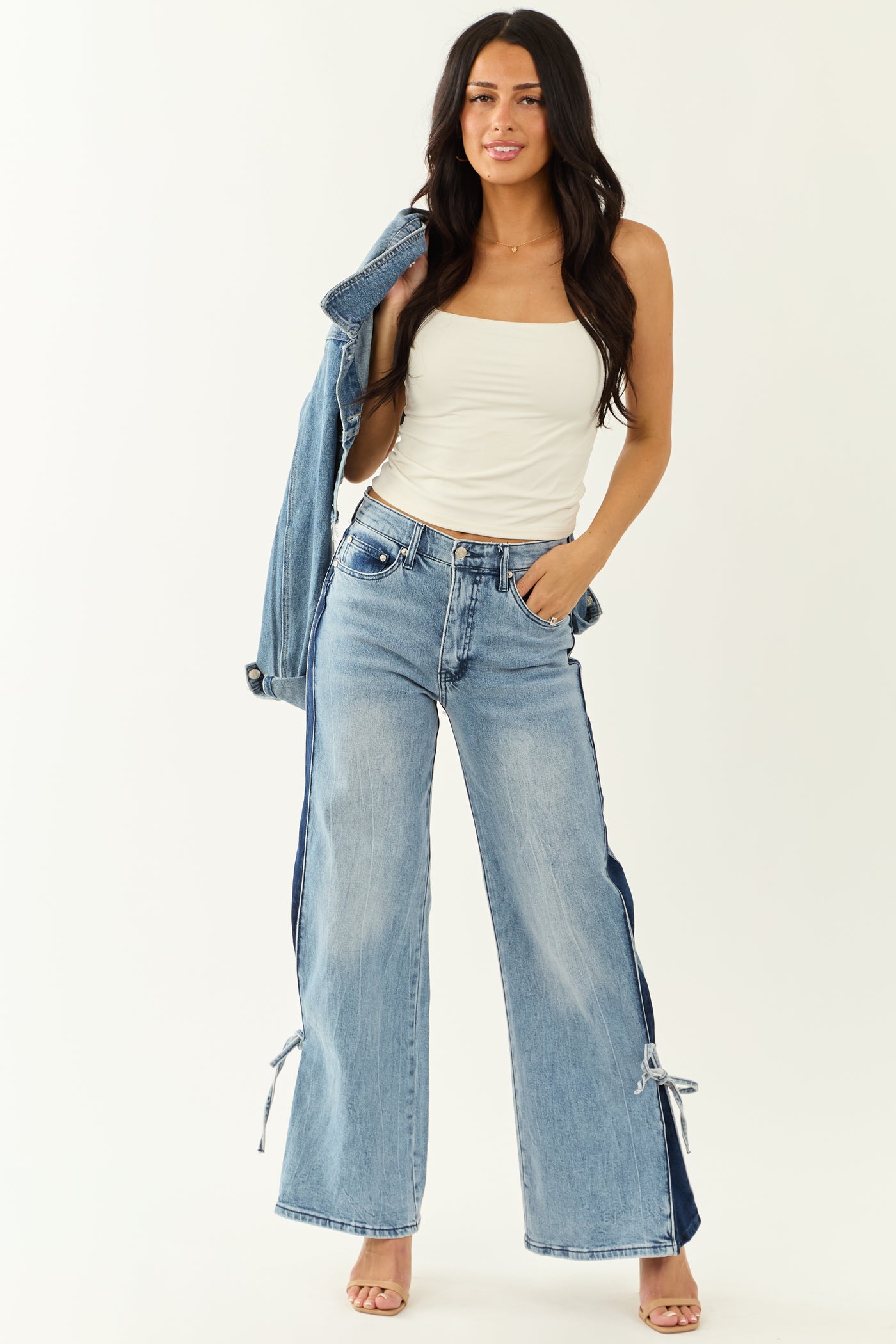 Saige Side Panel Tummy Control Wide Leg Jeans