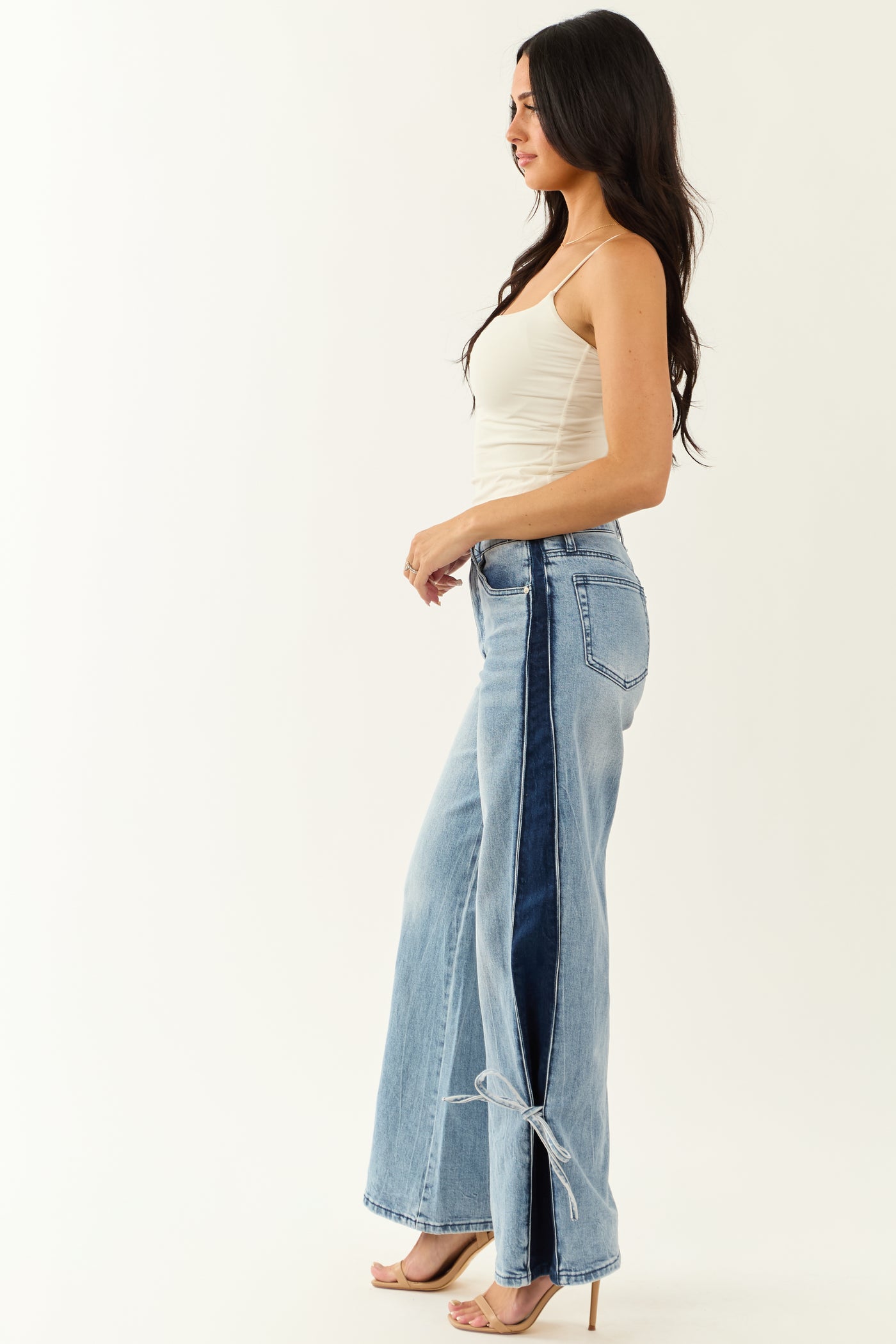 Saige Side Panel Tummy Control Wide Leg Jeans