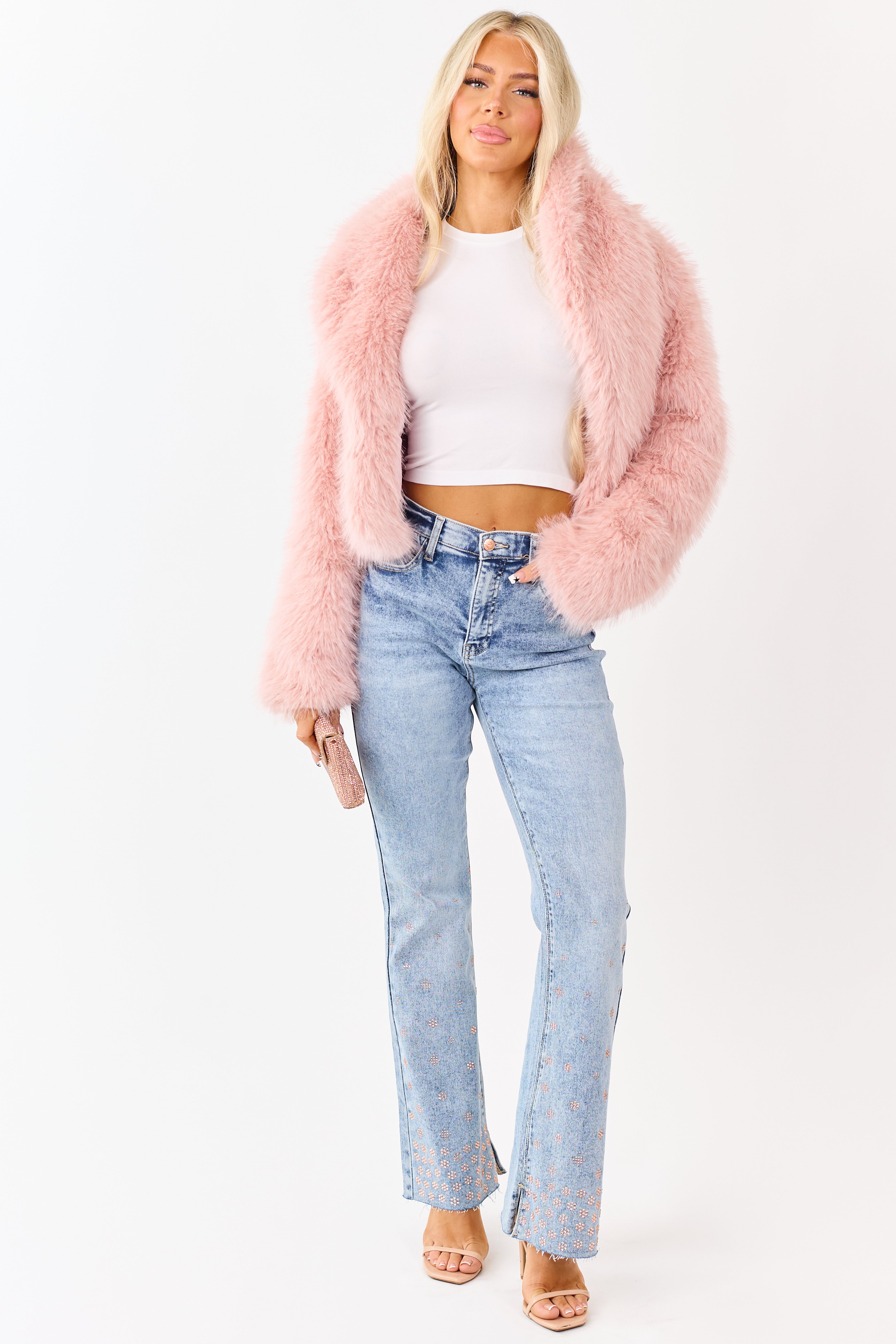 Saige Tummy Control Floral Rhinestone Stretch Flare Jeans