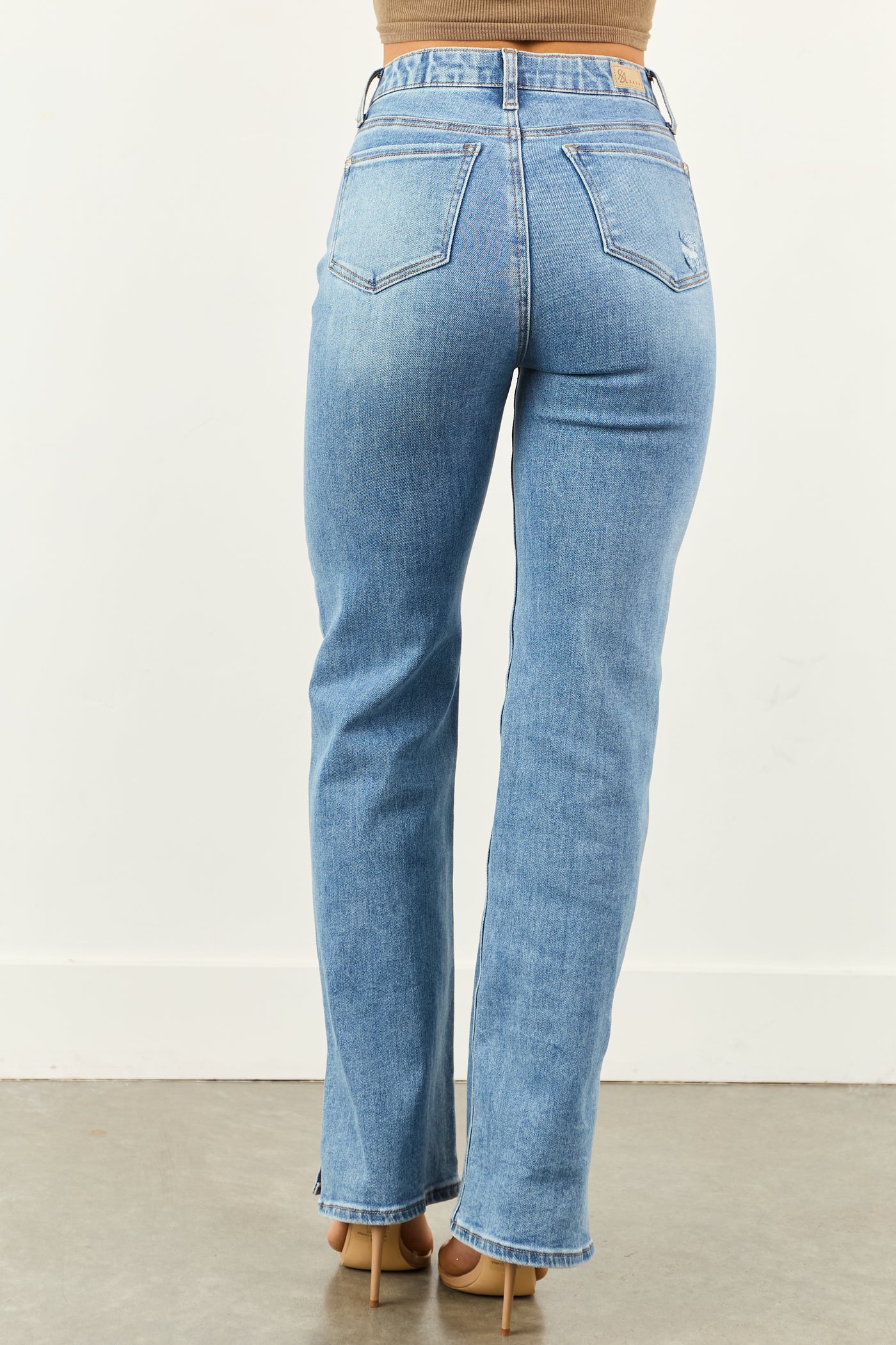 Saige Tummy Control Jewel Button Fly Straight Jeans