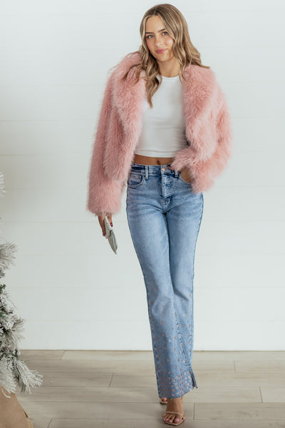 Saige Tummy Control Floral Rhinestone Stretch Flare Jeans