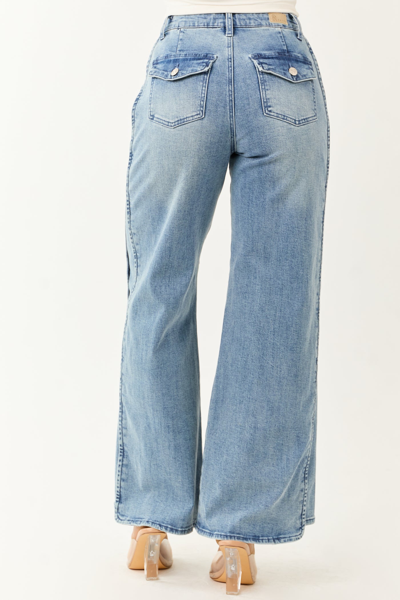 Saige Tummy Control Stretchy Wide Seam Detailed Jeans
