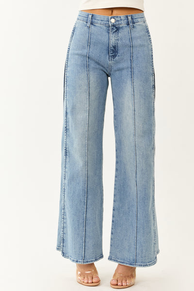 Saige Tummy Control Stretchy Wide Seam Detailed Jeans