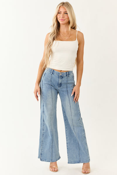 Saige Tummy Control Stretchy Wide Seam Detailed Jeans
