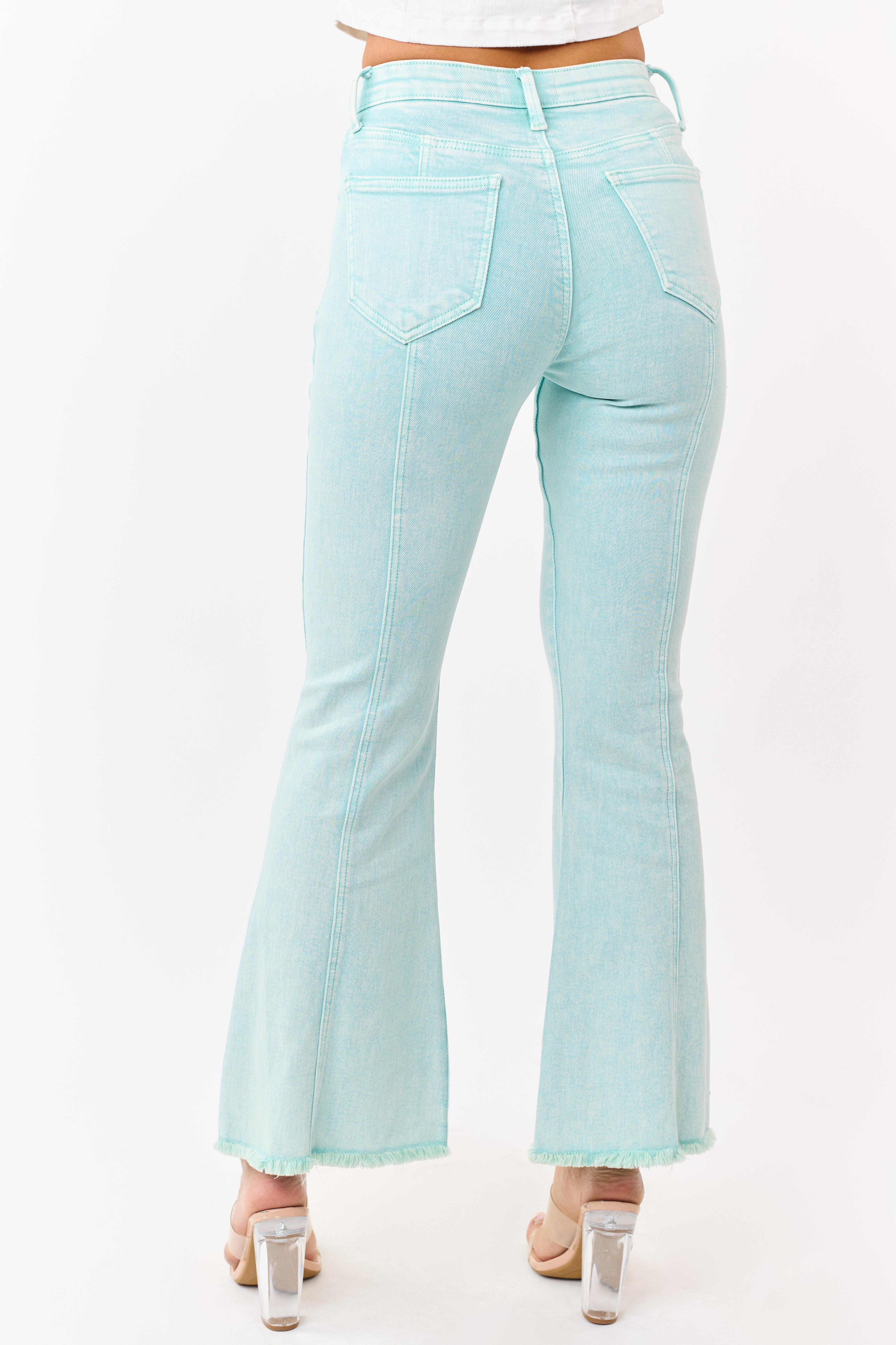 Saige Turquoise Tummy Control Bootcut Jeans